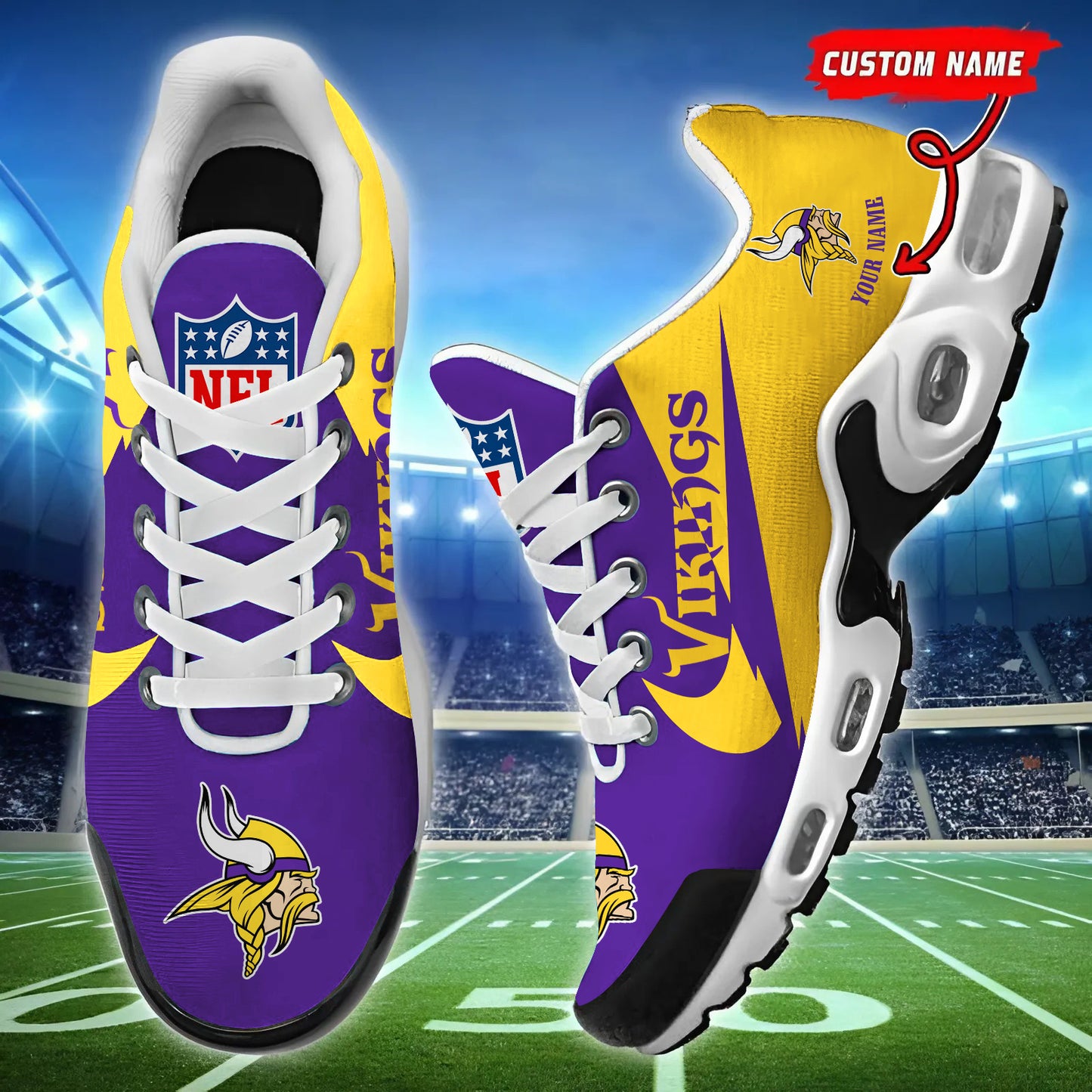 Minnesota Vikings Personalized Custom Name Football Shoes Sports