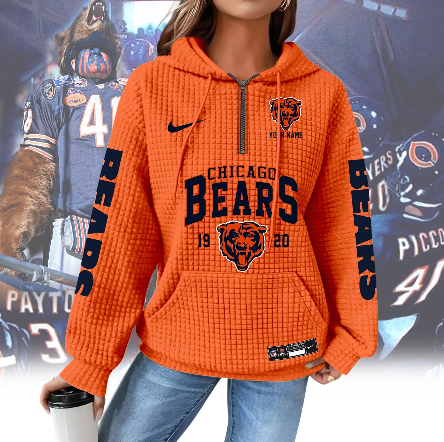 CHI Premium NFL Waffle Hoodie DDT CTND