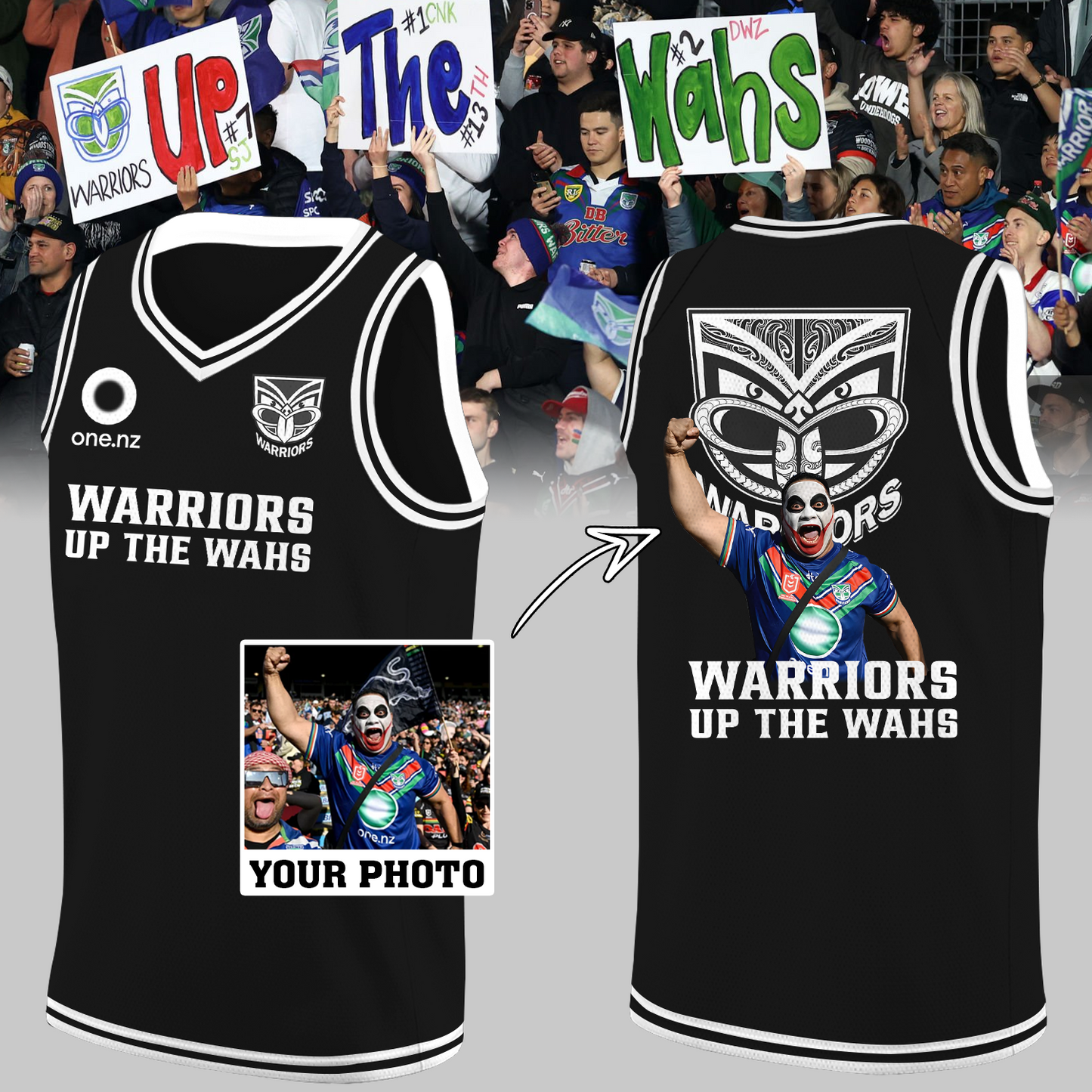 New Zealand Warriors NRL Up The Wahs V2 Jersey Custom Photo TM
