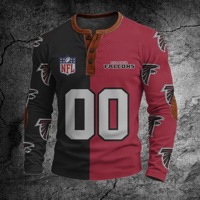 NFL AF Football Print Henley Sweatshirt V1 NAK NHT
