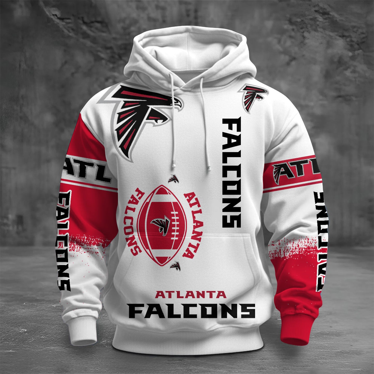 NFL ATL Unisex Printed Hoodie - Bold Zip Up Sweatshirt for Fans V1 NAK NHM