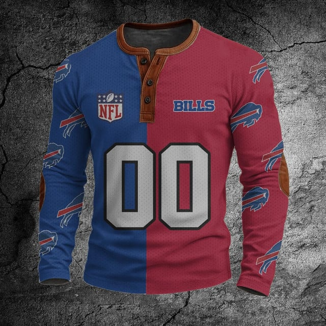 NFL BB Football Print Henley Sweatshirt V1 NAK NHT