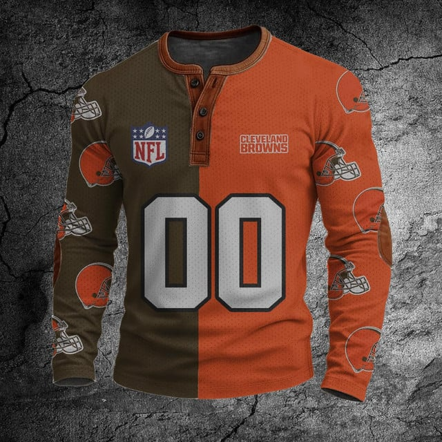 NFL CB2 Football Print Henley Sweatshirt V1 NAK NHT