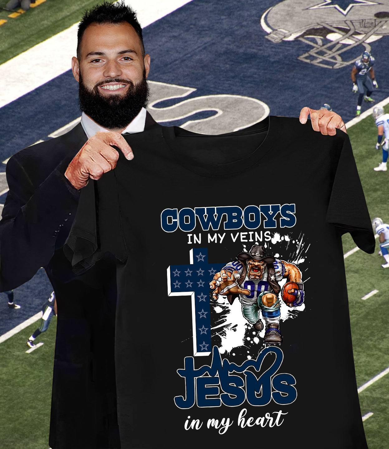 NFL Dallas Cowboys in my veins, Jesus in my heart Shirt