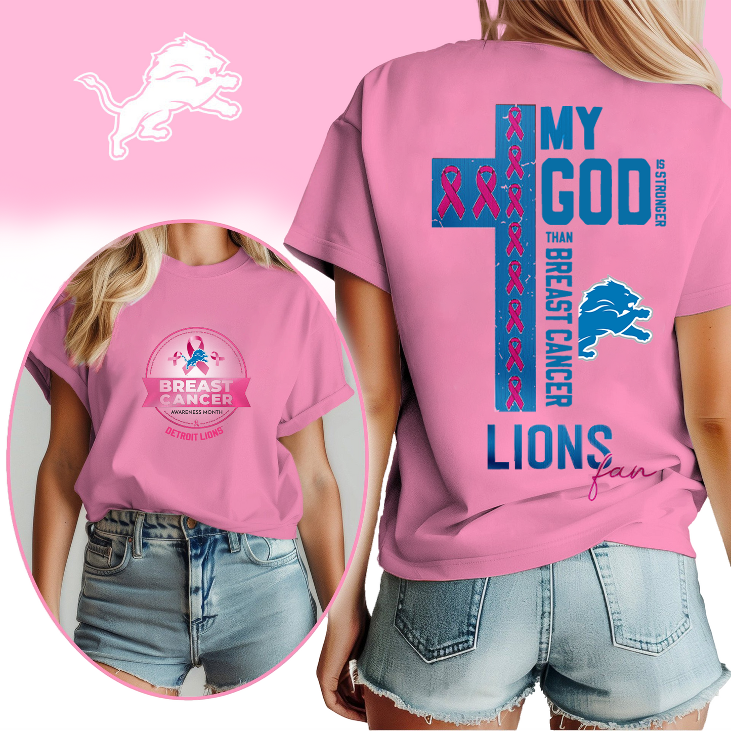 NFL DL - Breast Cancer My God In Stronger Shirt DDT HLP