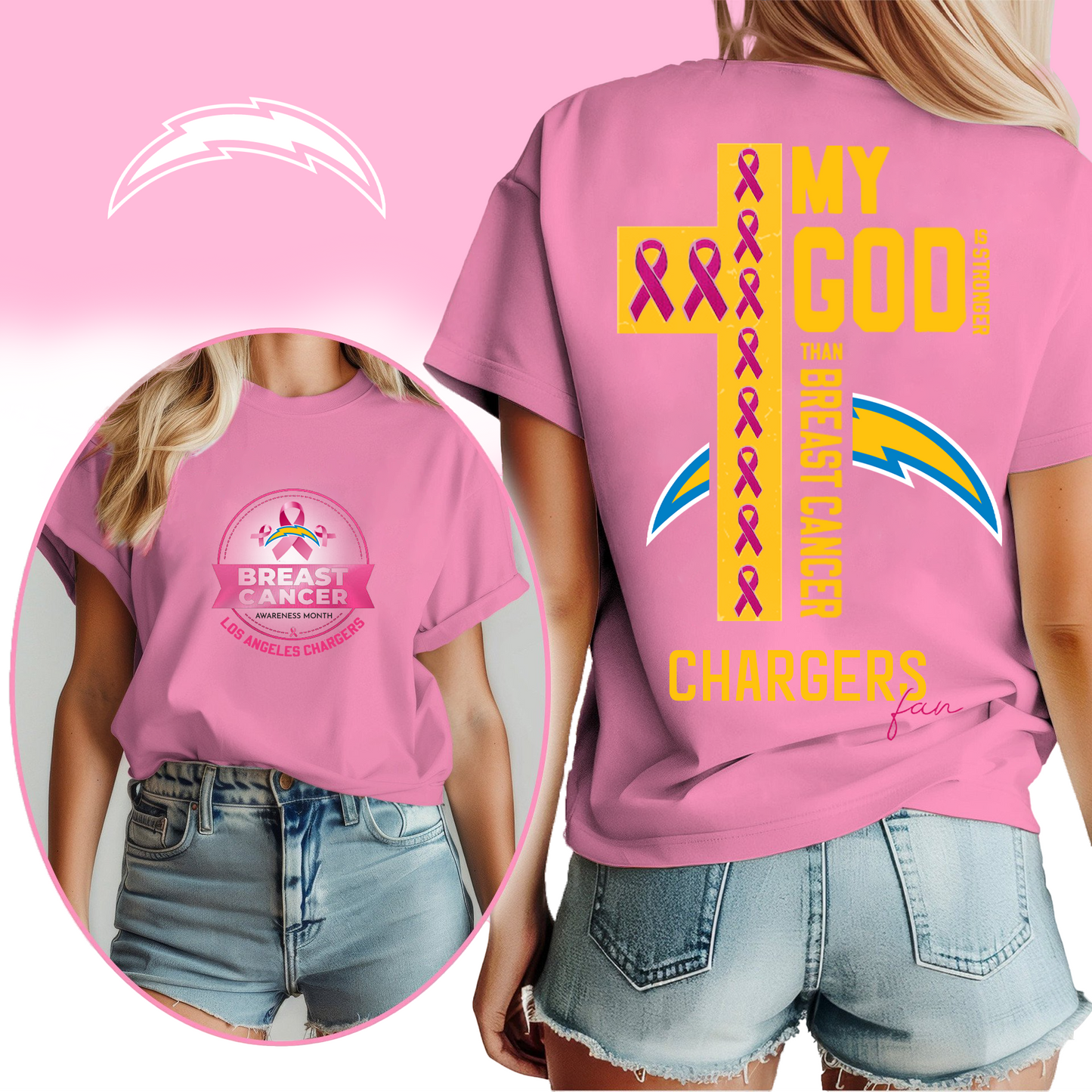 NFL LAC - Breast Cancer My God In Stronger Shirt DDT HLP