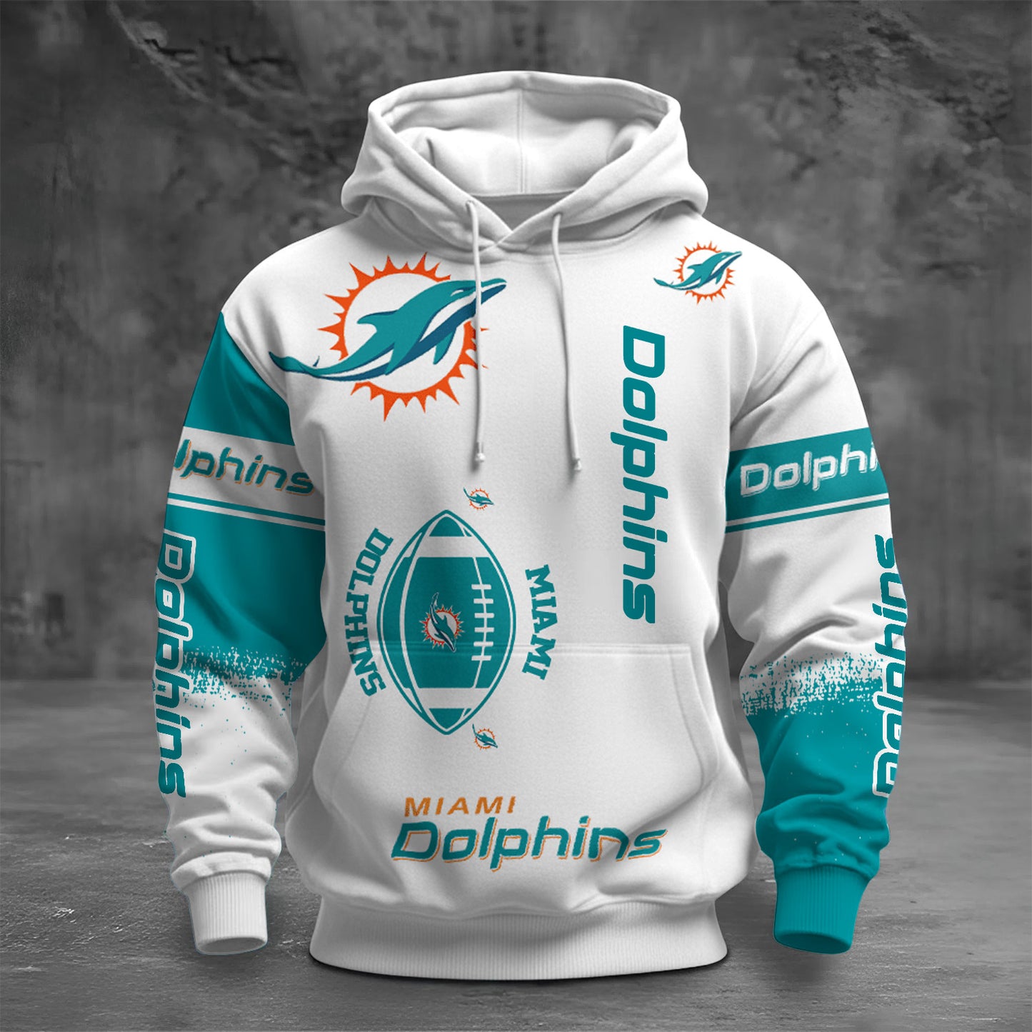 NFL MIA Unisex Printed Hoodie - Bold Zip Up Sweatshirt for Fans V1 NAK NHM