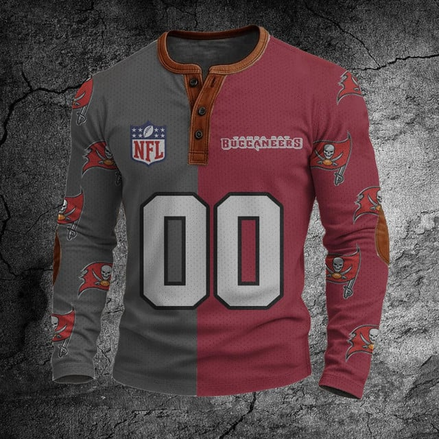 NFL TBB Football Print Henley Sweatshirt V1 NAK NHT