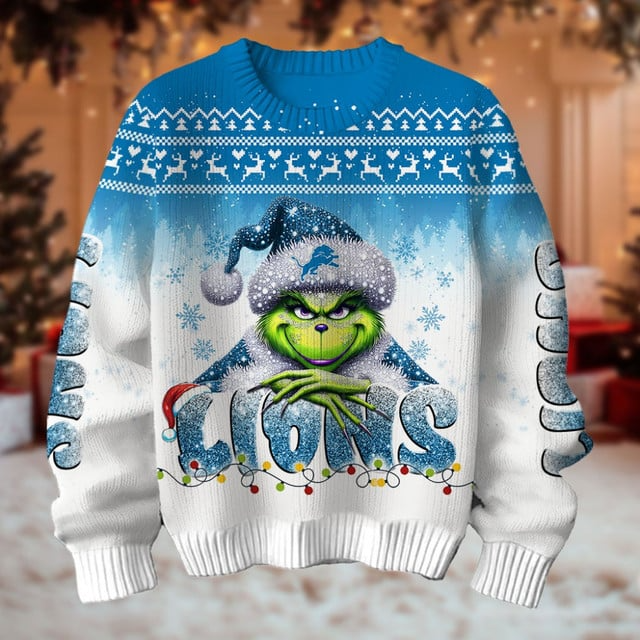 NFL x DET Merry Grinchmas Football Sweater V1 NAK
