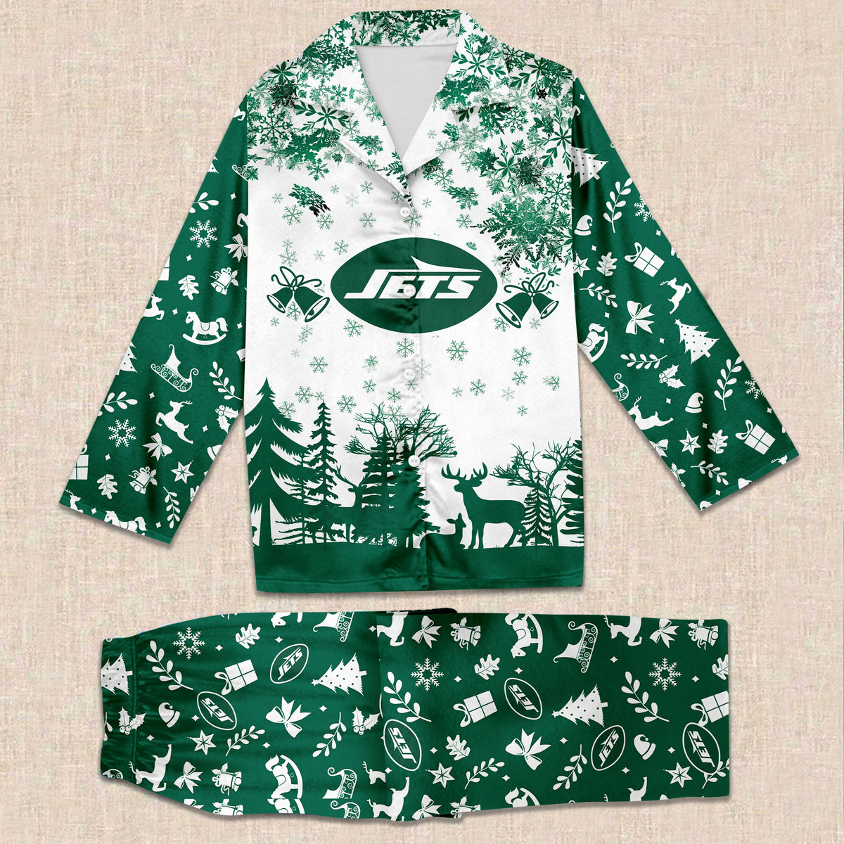 NFL x NYJ Christmas Jungle Pajama Set HLP HLPHUONG
