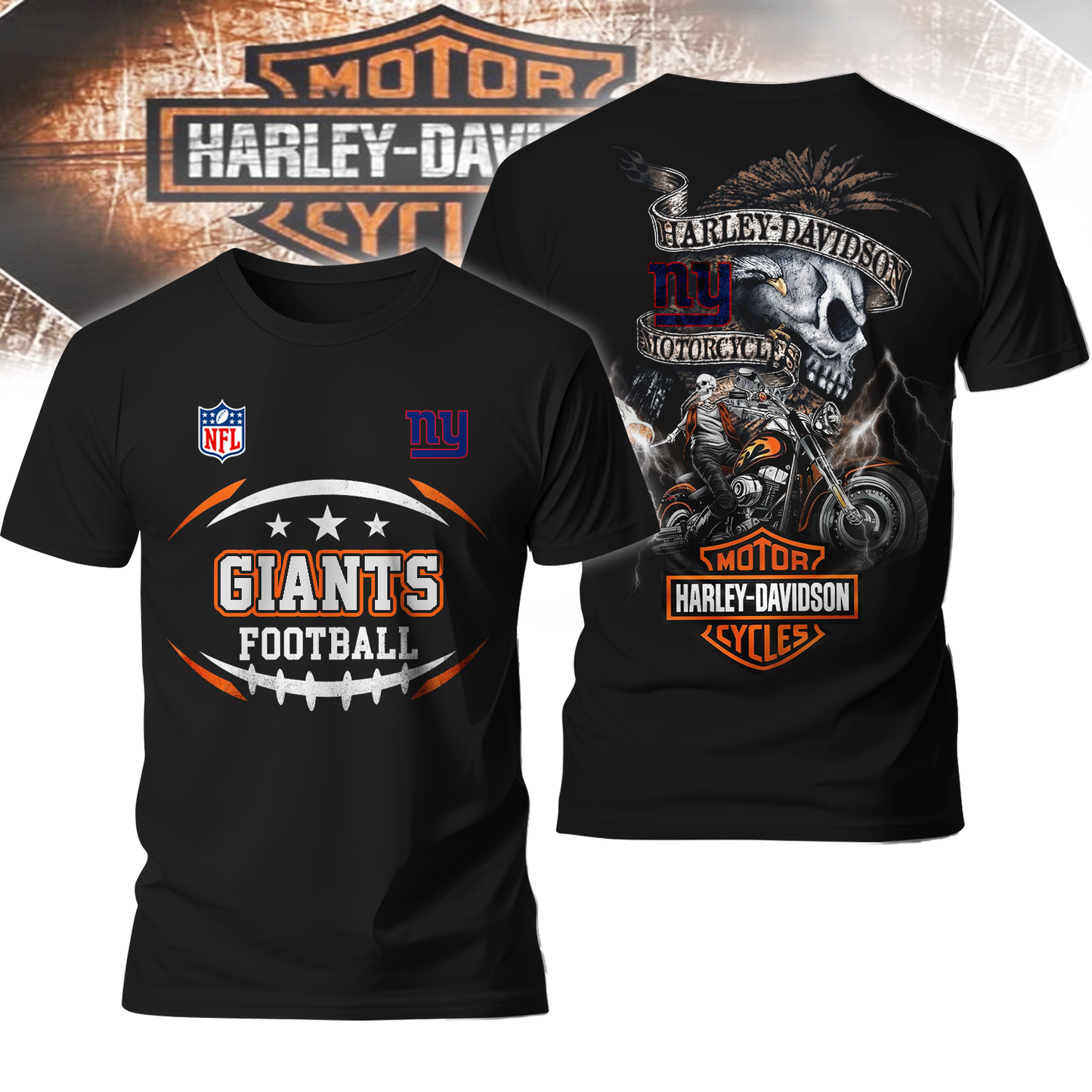NYG Premium NFL Harley Davidson V2 3D Shirt DDT CTND