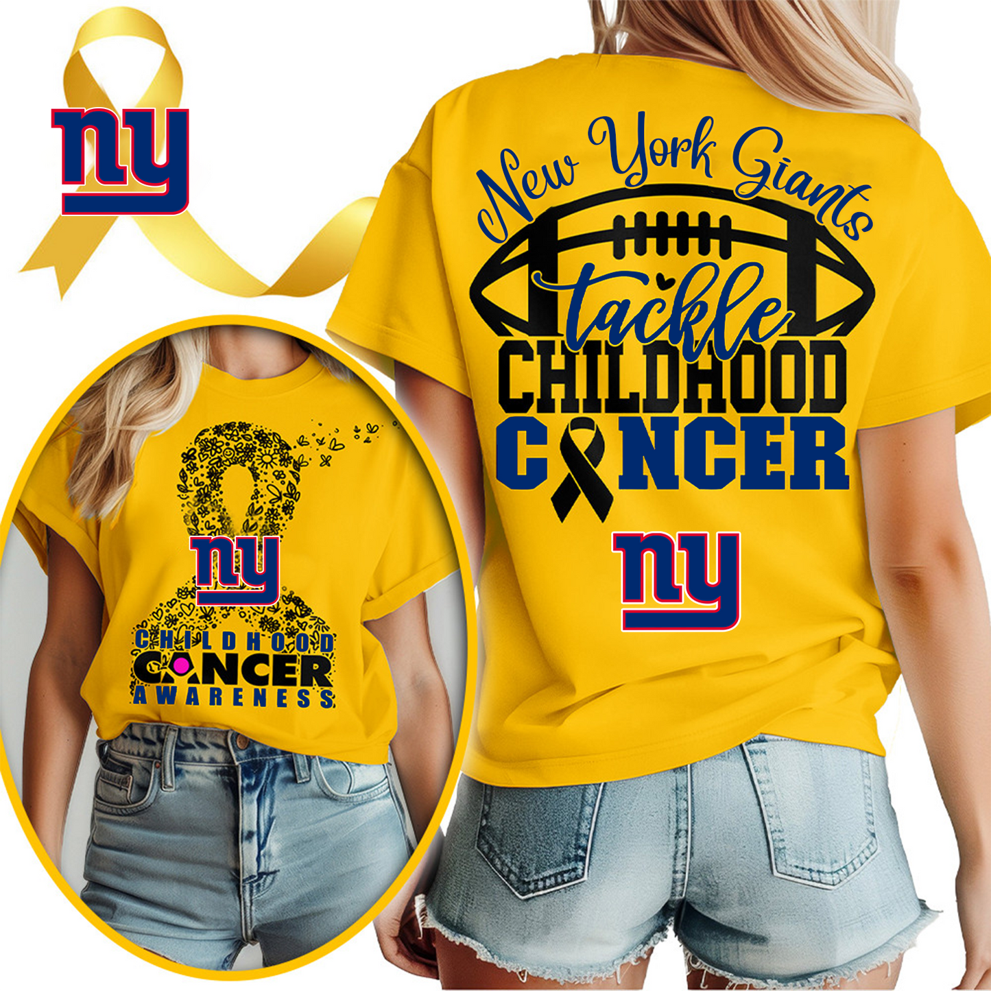 NYG X NFL Premium Childhood Cancer Awareness Month 3D Shirt DatND ThuongNH