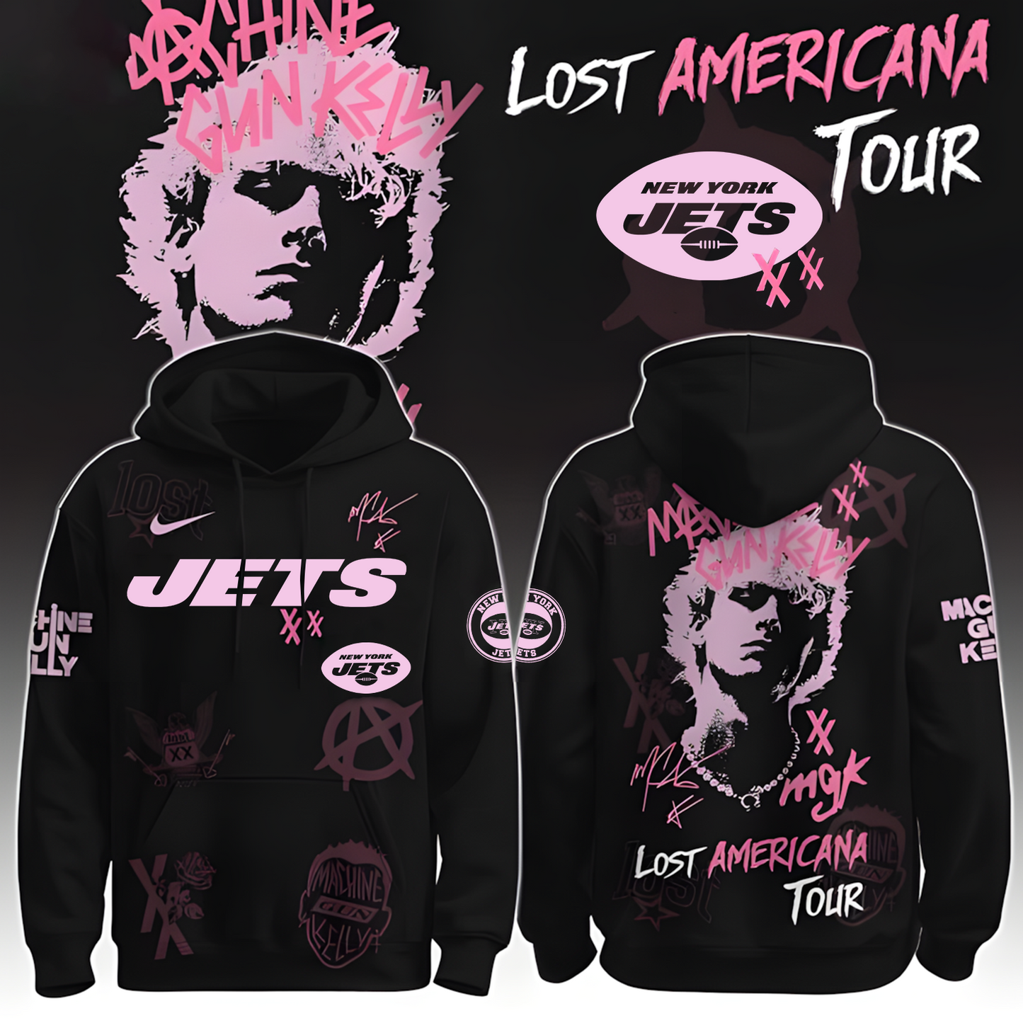 NYJ X NFL MGK Lost Americana Tour 2025 Machine Gun Kelly Hoodie T-Shirt NAK THUONGNH