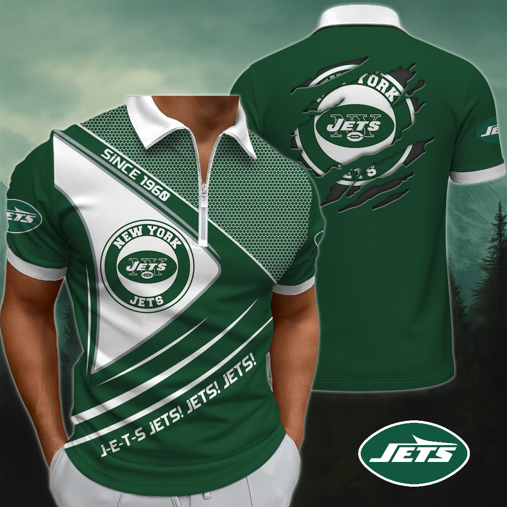 NYJ x NFL Premium 3D Zip Polo DDT NTL