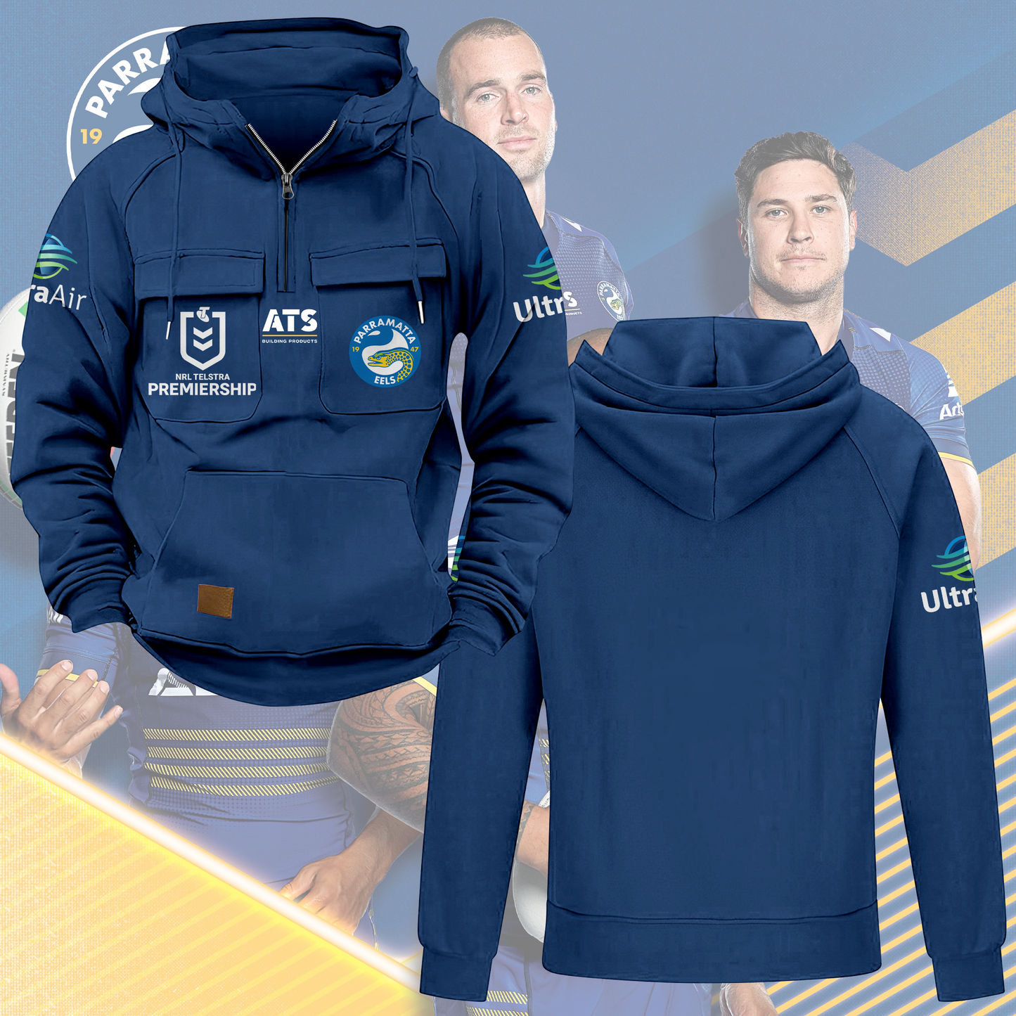 Parramatta Eels NRL 2025 Quarter Zip Hoodie TM NTA V4