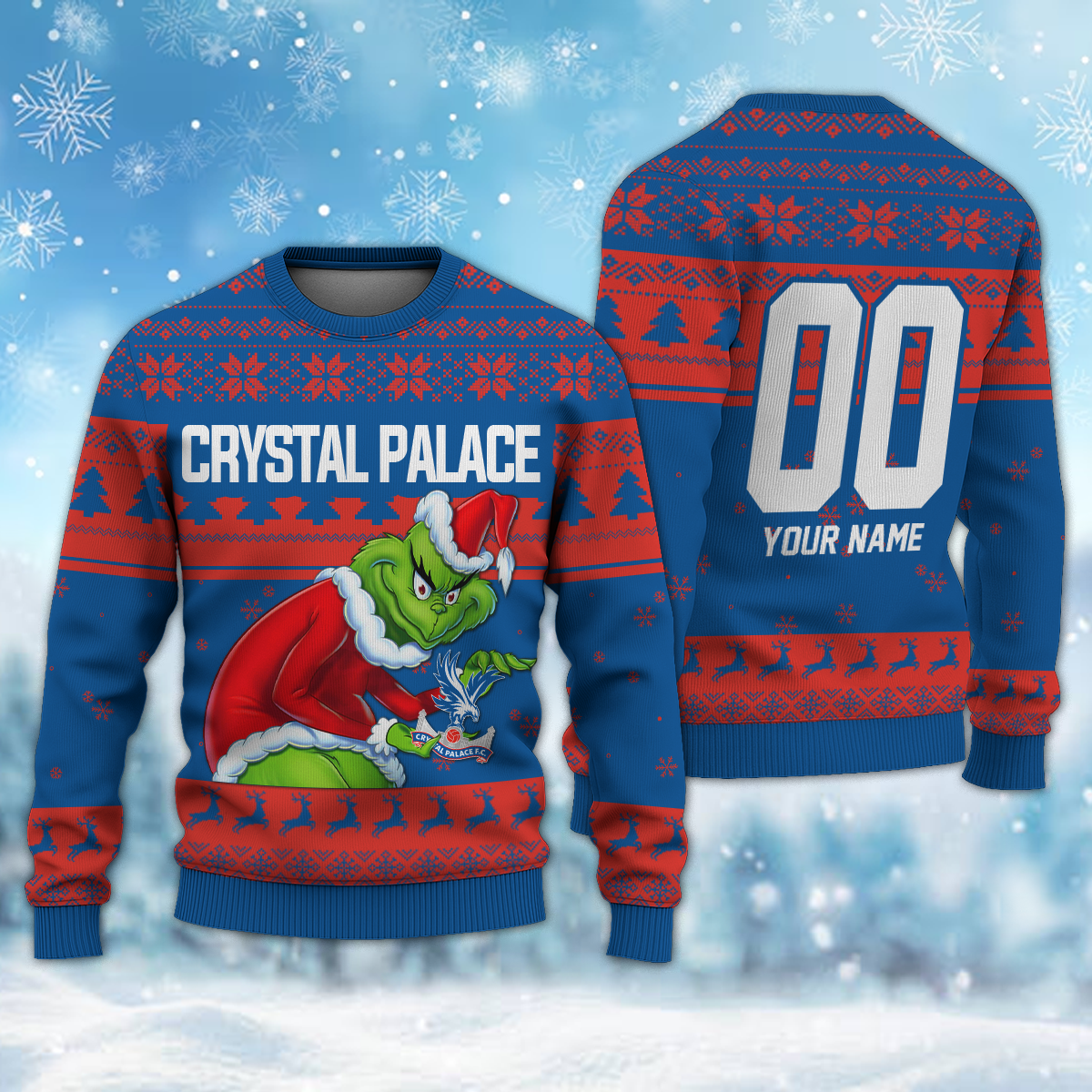 Personalized Name & Number CRY - Grinch Christmas Ugly Sweater DDT NTL