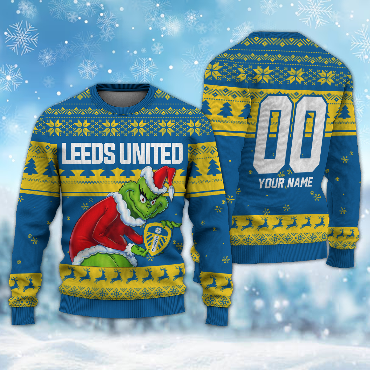 Personalized Name & Number LEE - Grinch Christmas Ugly Sweater DDT NTL