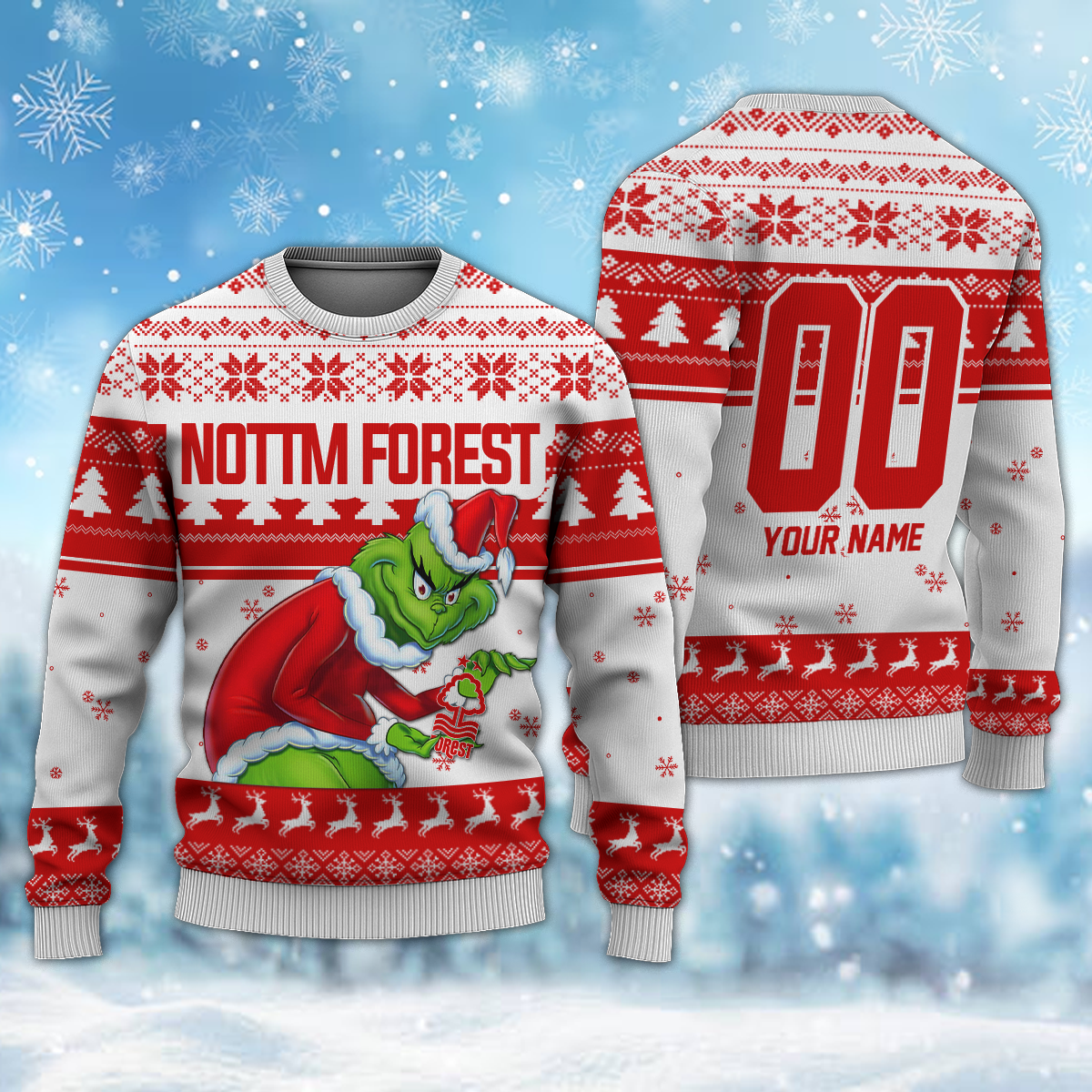 Personalized Name & Number NOT - Grinch Christmas Ugly Sweater DDT NTL