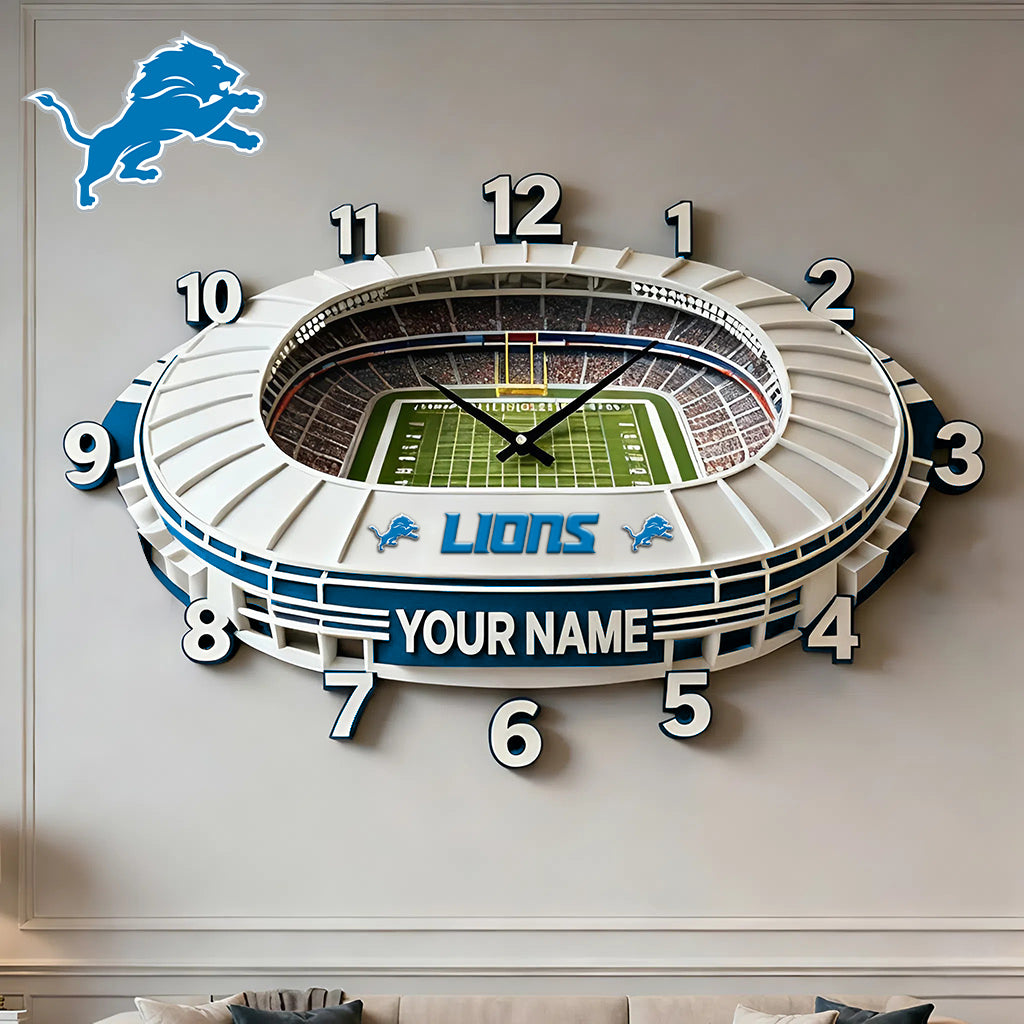 Personalized NFL DET Stadium Theme Clock V1 NAK NHM