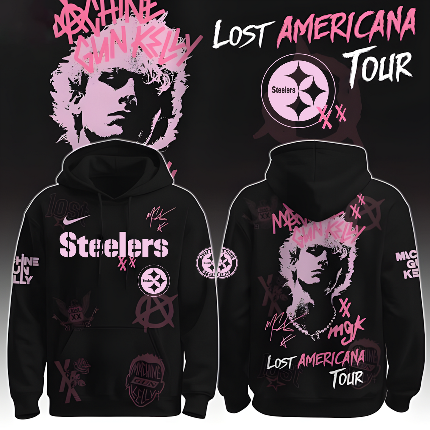 PIT X NFL MGK Lost Americana Tour 2025 Machine Gun Kelly Hoodie T-Shirt NAK THUONGNH