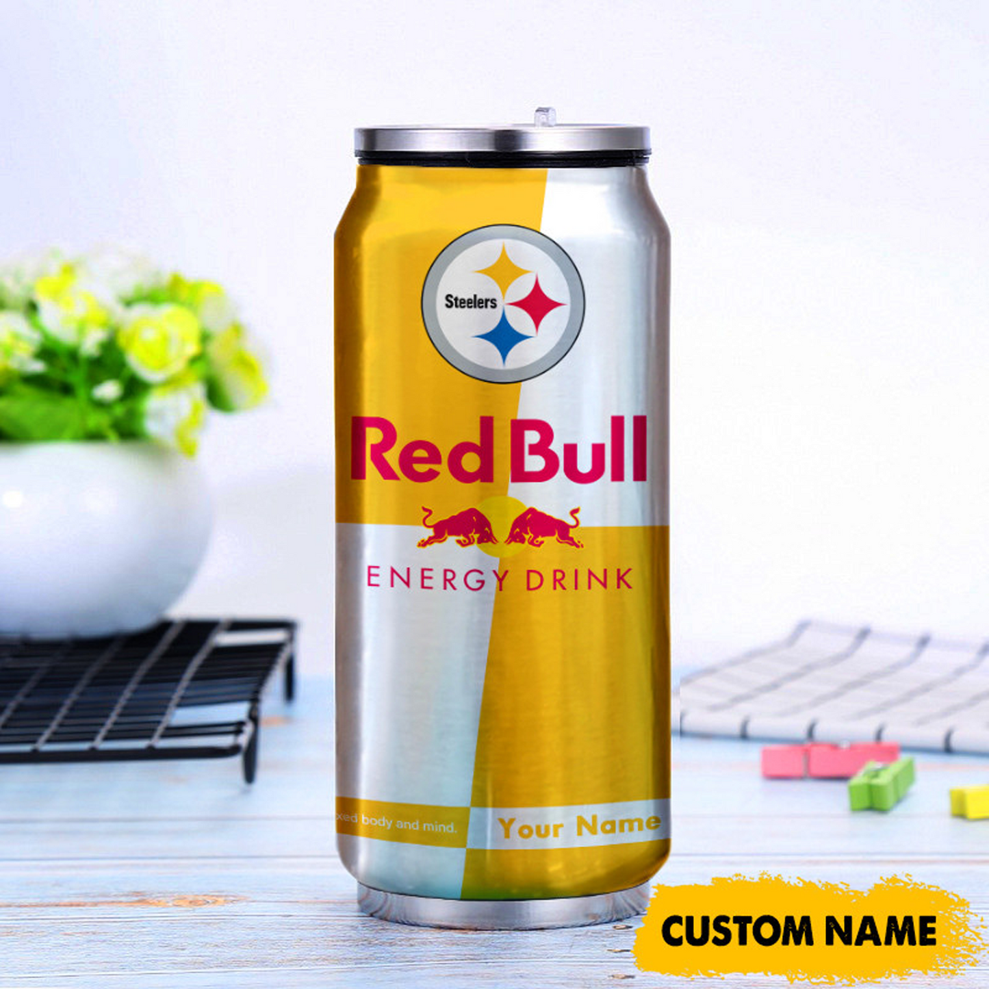 PIT x NFL Mix RedB Drink Can Tumbler Custom Any Name DATND TANTD