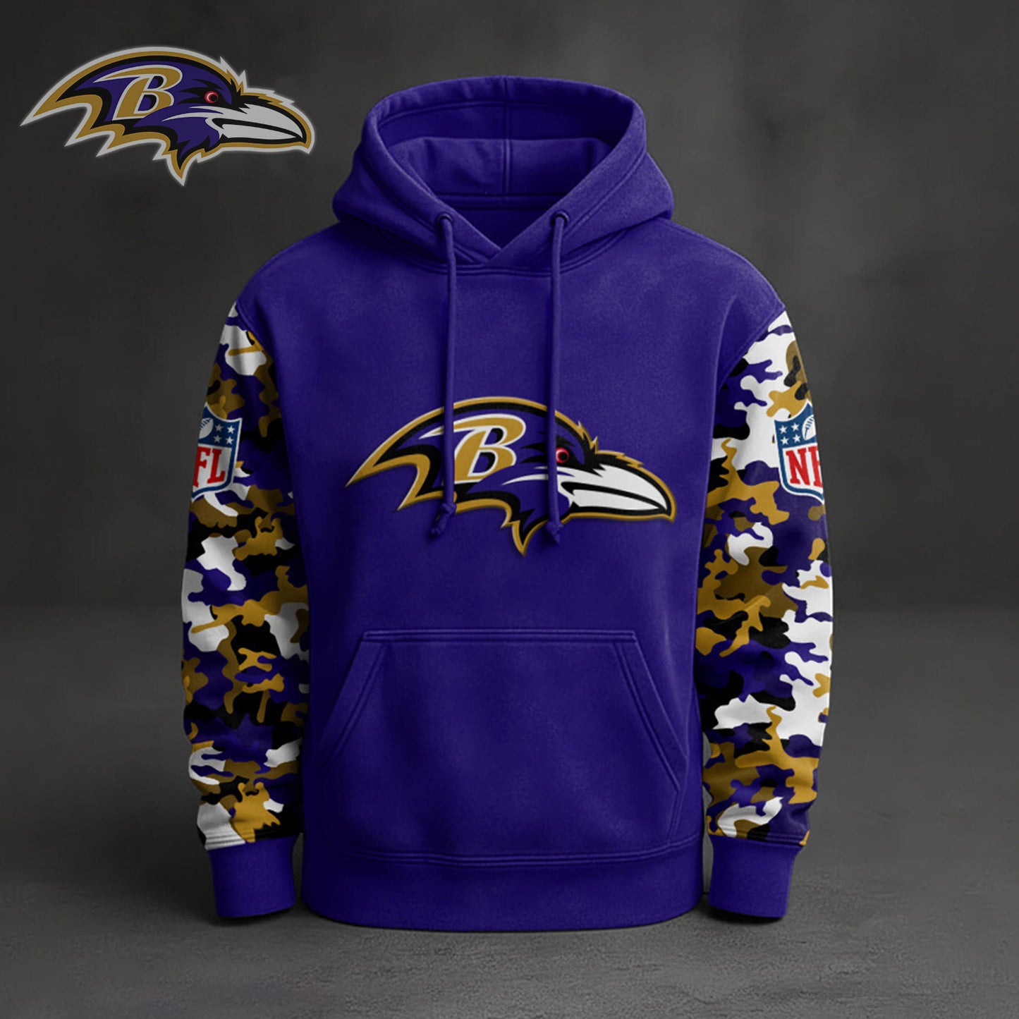 Premium NFL BAL Camo Arm Pullover Hoodie V1 NMD NHM