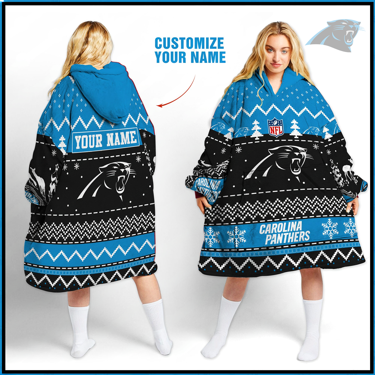 Premium NFL CAR Merry Christmast Fleece Hoodie Blanket V1 NMD TTV
