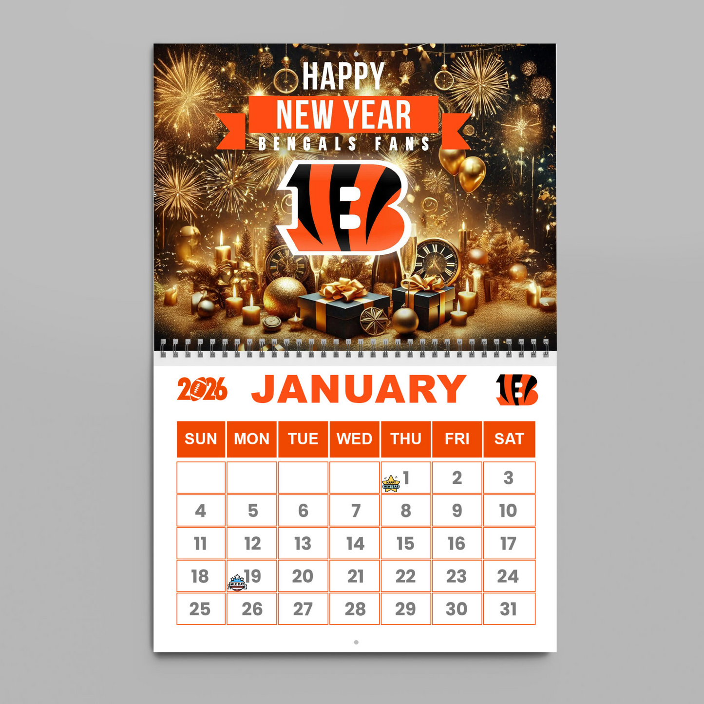 Premium NFL CIN Wall Calendar 2026 V1 NMD TTV