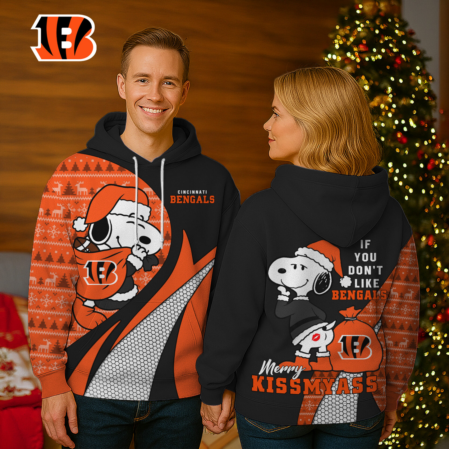 Premium NFL CIN x SNP Funny Christmas Hoodie V1 NMD TTV