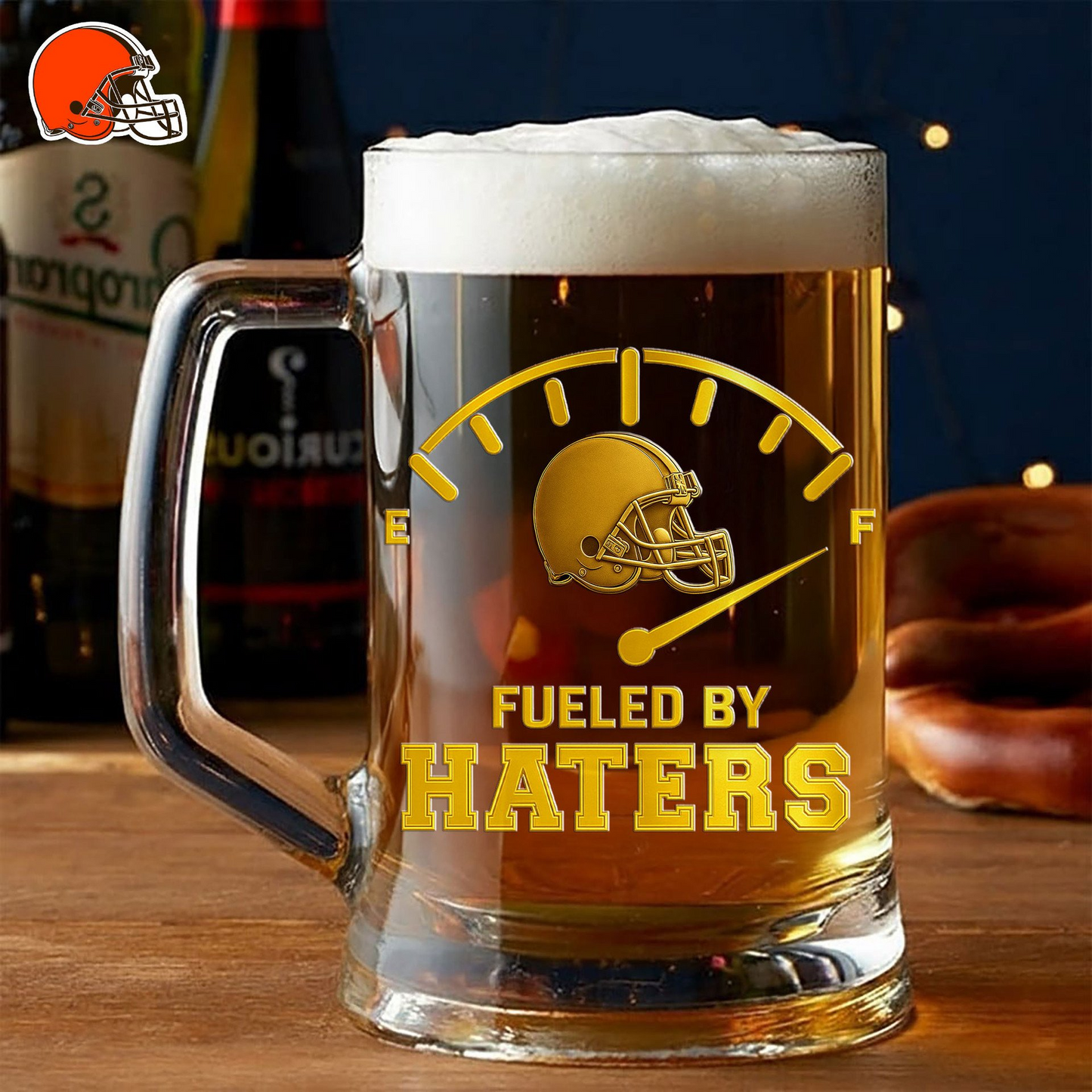 Premium NFL CLE Fueled By Haters Beer Glasses V1 NMD 031125 TTV
