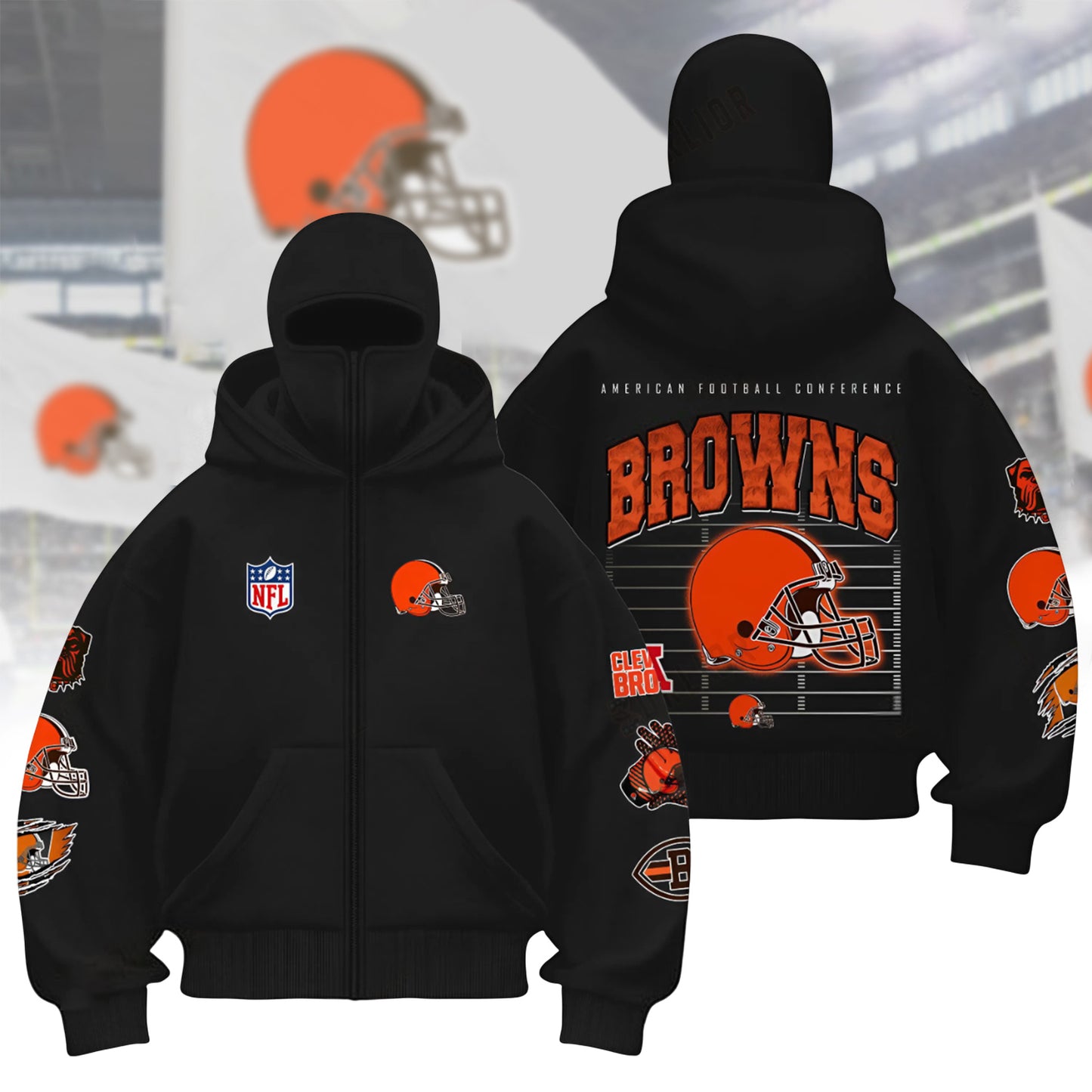 Premium NFL CLE Hoodie Balaclava V1 NMD NHM