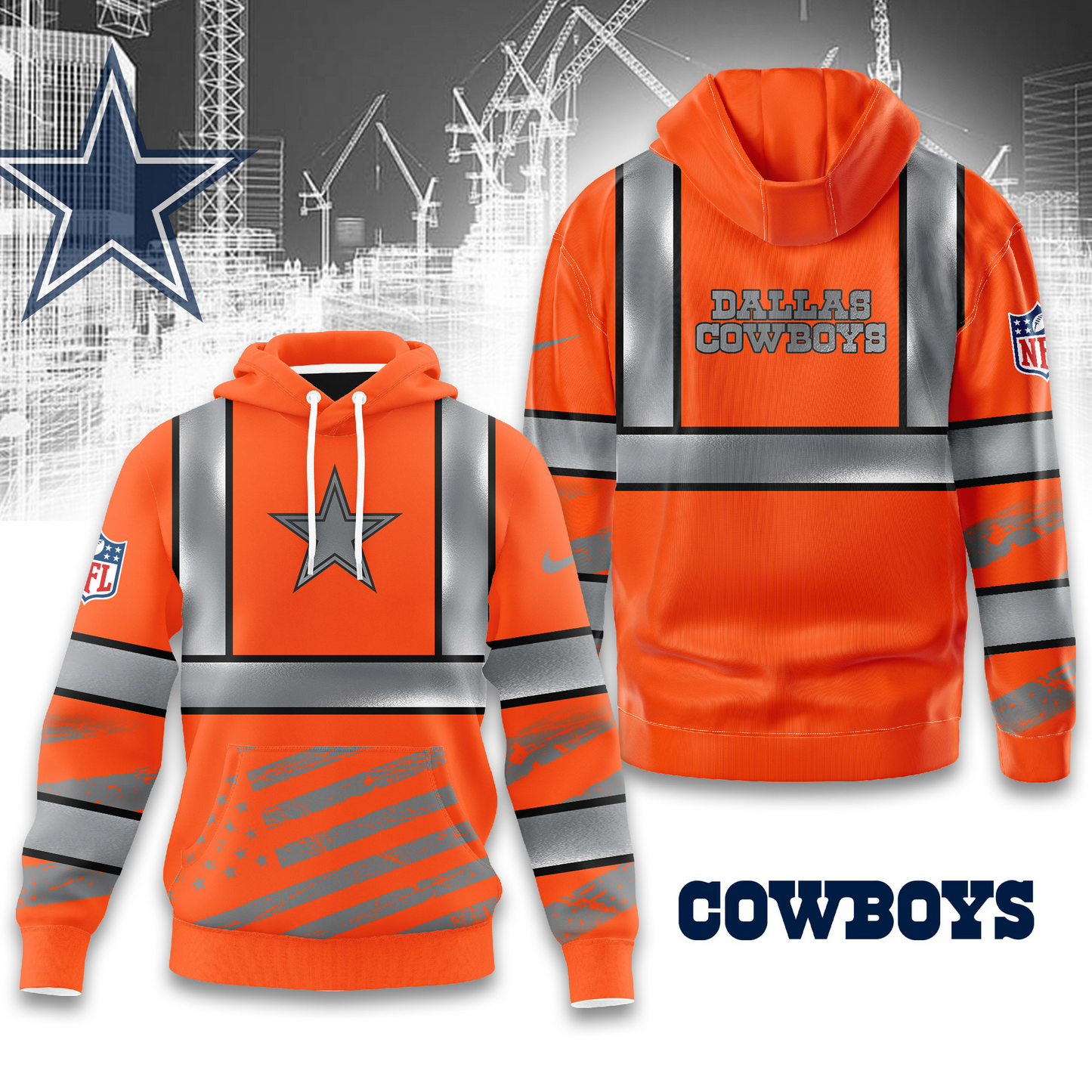 Premium NFL DAL Safety Hi-Vis Hoodie V1 NMD TTV