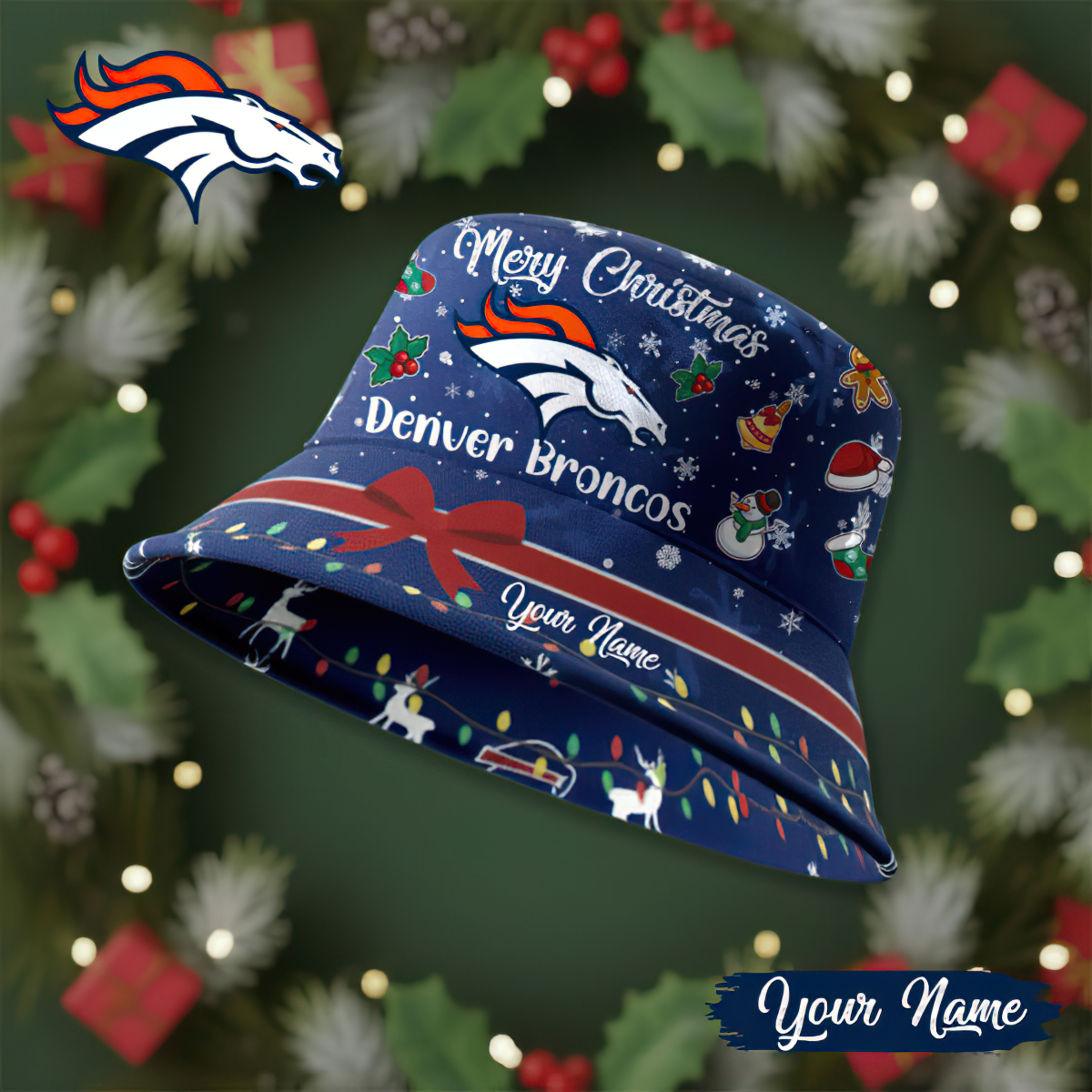 Premium NFL DEN Merry Christmas Bucket Hat V1 NMD TTV