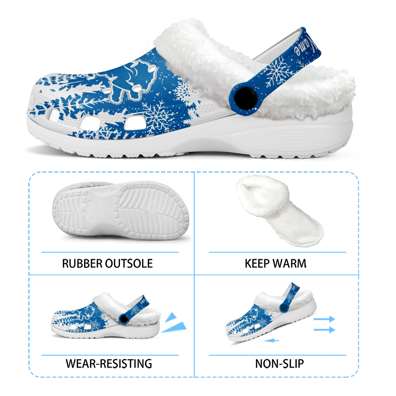 Premium NFL DET Winter Fleece Clogs V1 NMD TTV