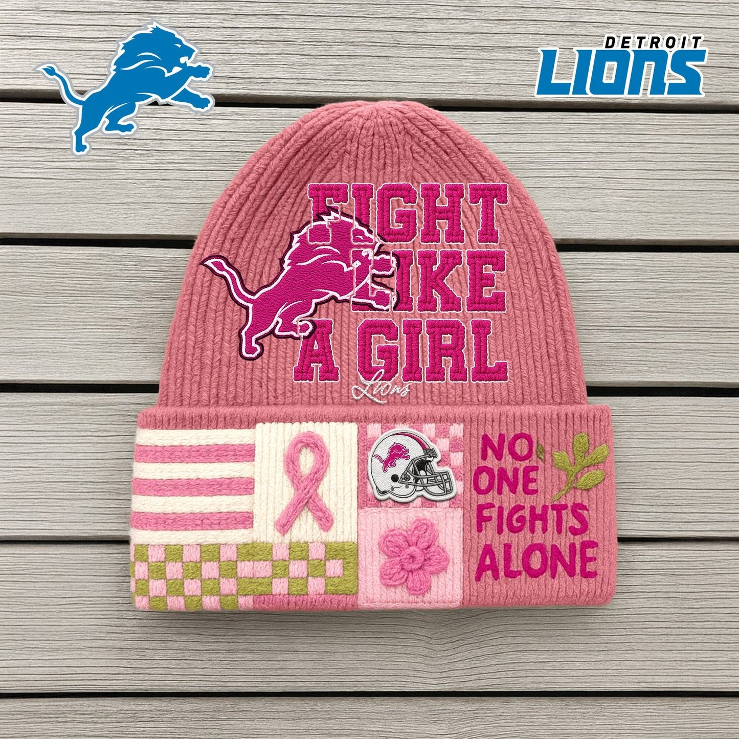 Premium NFL DET x Fight Like A Girl Beanie Hat NDT NHM