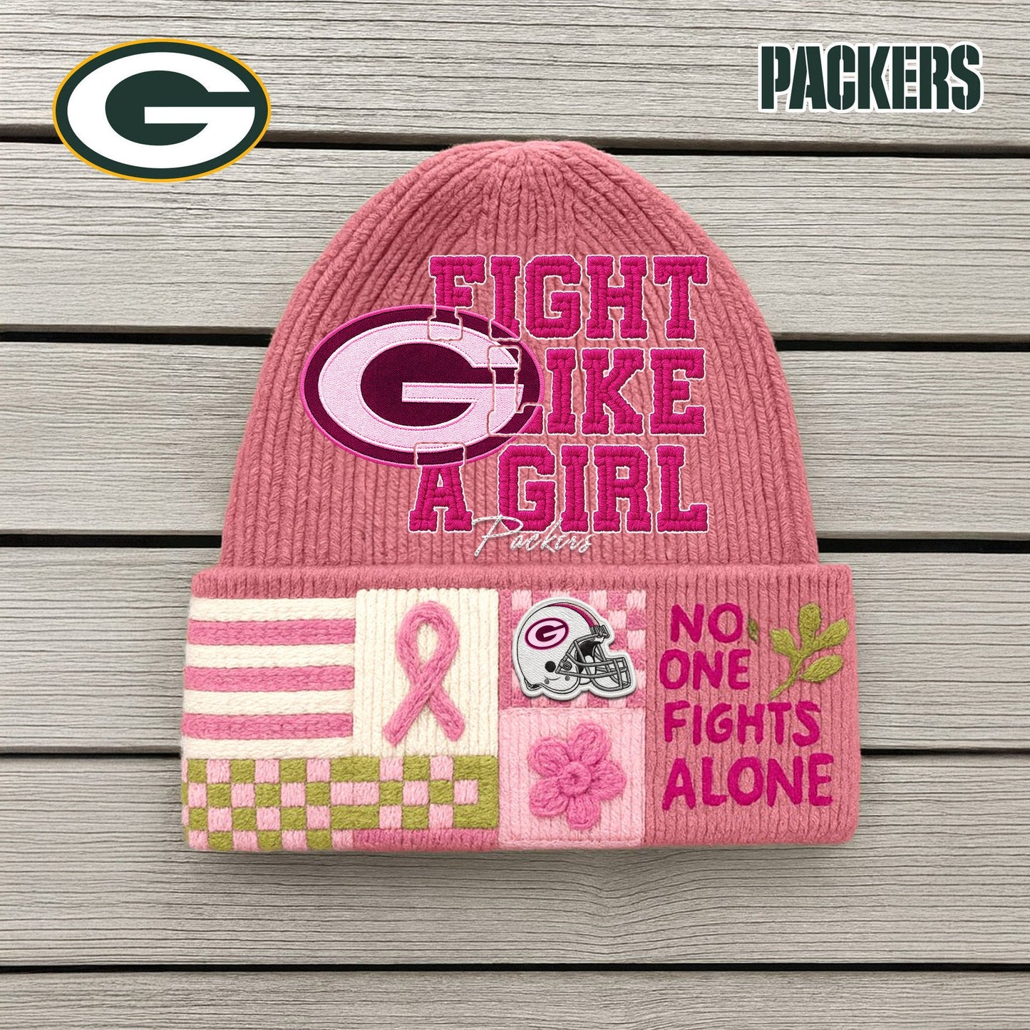 Premium NFL GB x Fight Like A Girl Beanie Hat NDT NHM