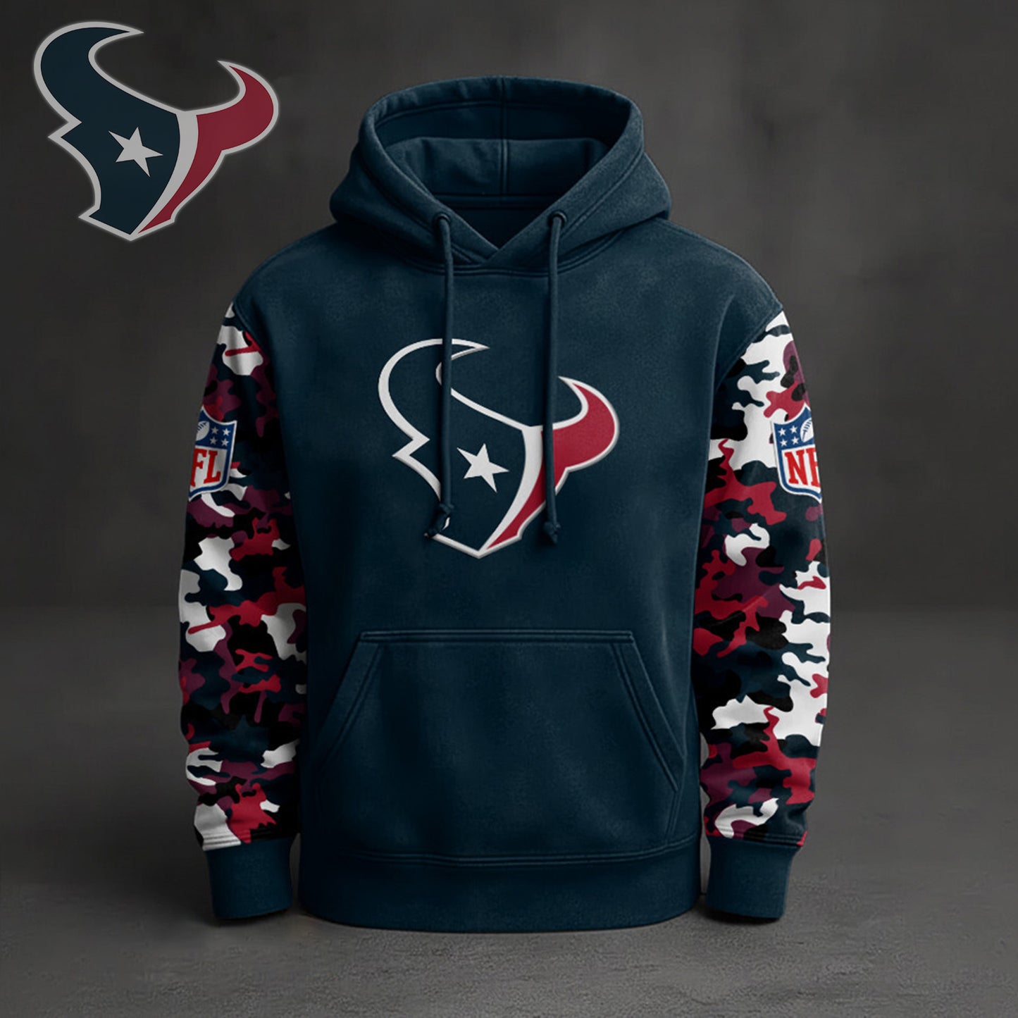 Premium NFL HOU Camo Arm Pullover Hoodie V1 NMD NHM