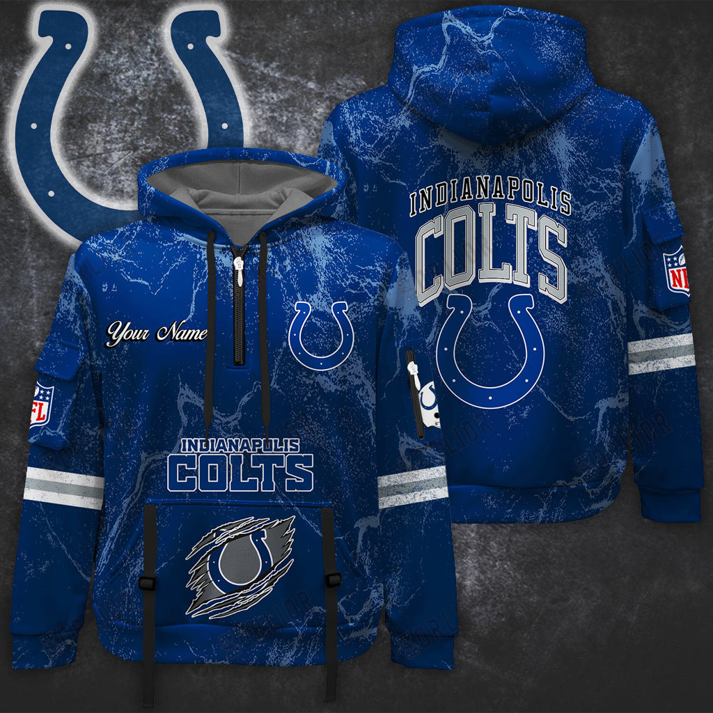 Premium NFL IND Vintage Pattern Quarter Zip Hoodie V1 NMD NHM