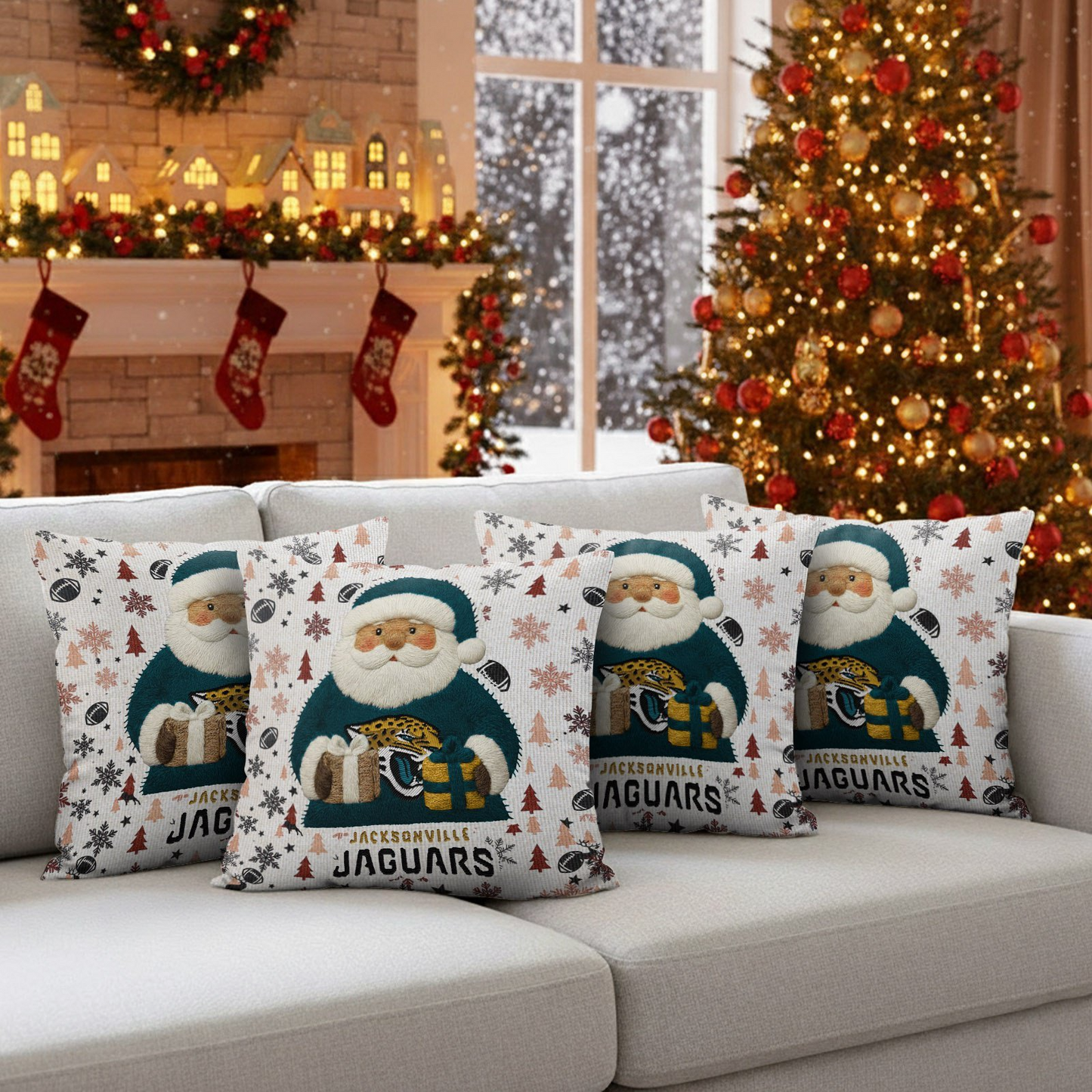 Premium NFL JAC Santa Christmas Pillow V1 NMD TTV