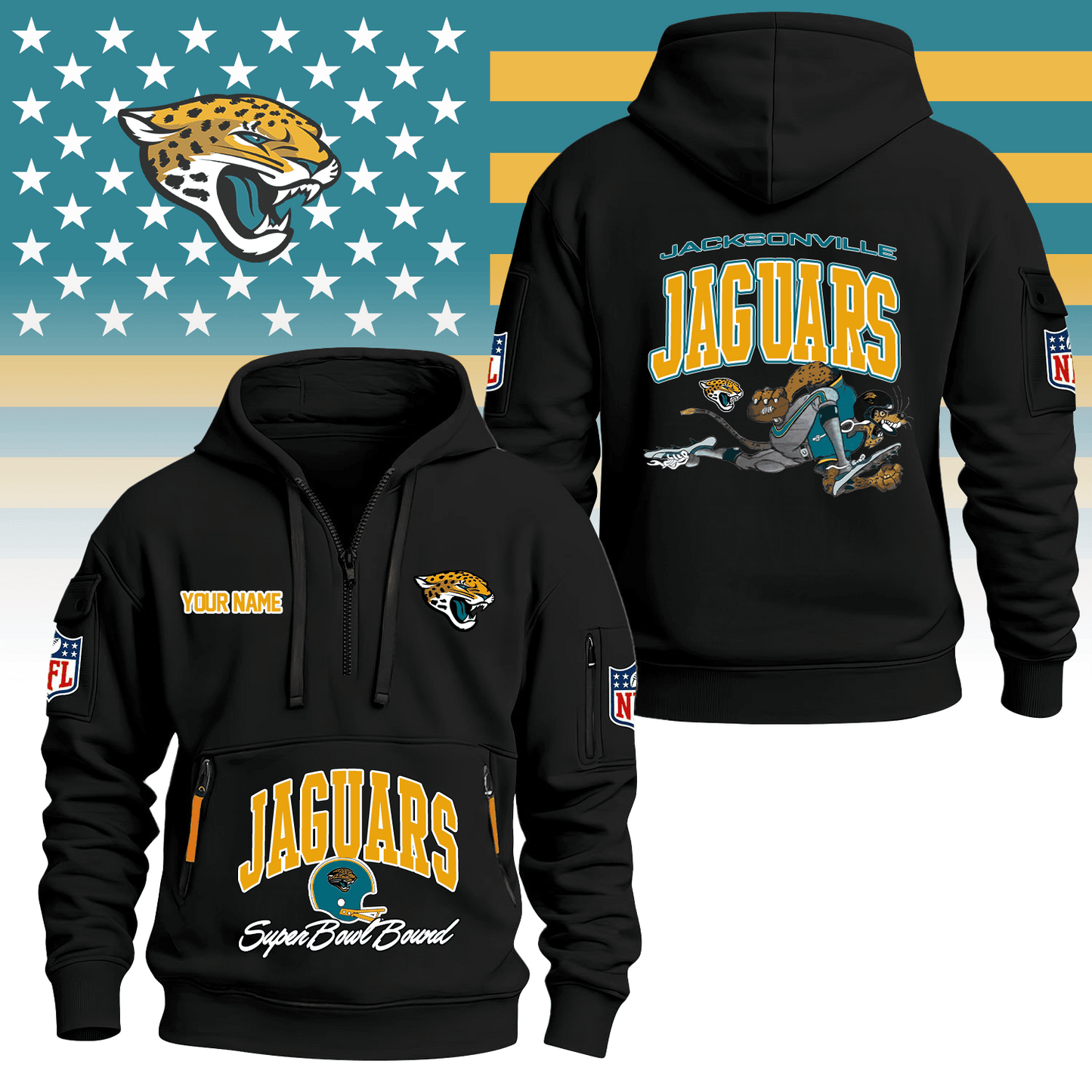 Premium NFL JAC Super Bowl Hoodie Half Zipper V1 NMD TTV