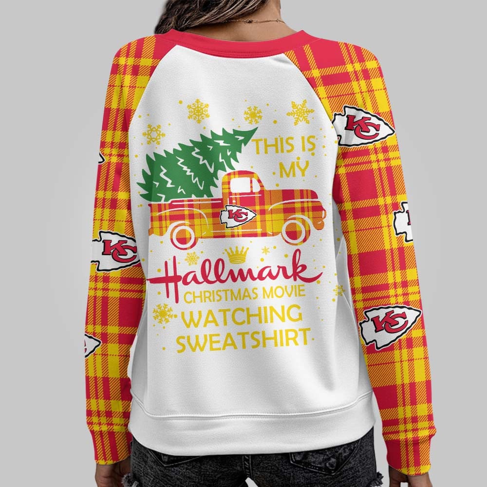 Premium NFL KC Cozy Round Neck Raglan Sleeve Sweatshirt V1 NMD NHM