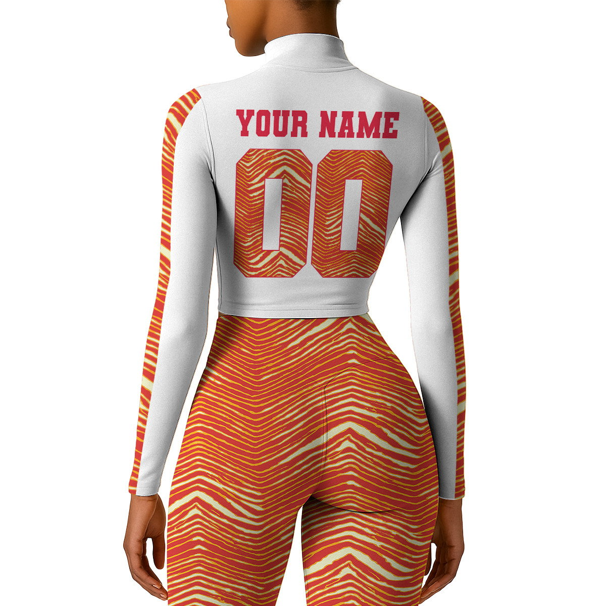 Premium NFL KC Long-Sleeve Crop Top Sports Jacket and Leggings V1 NMD TTV