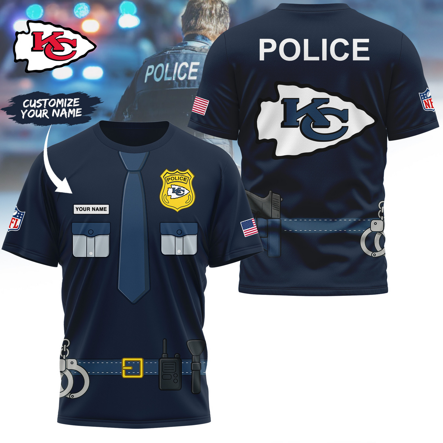 Premium NFL KC Police Office Costume Shirt V1 NMD TTV