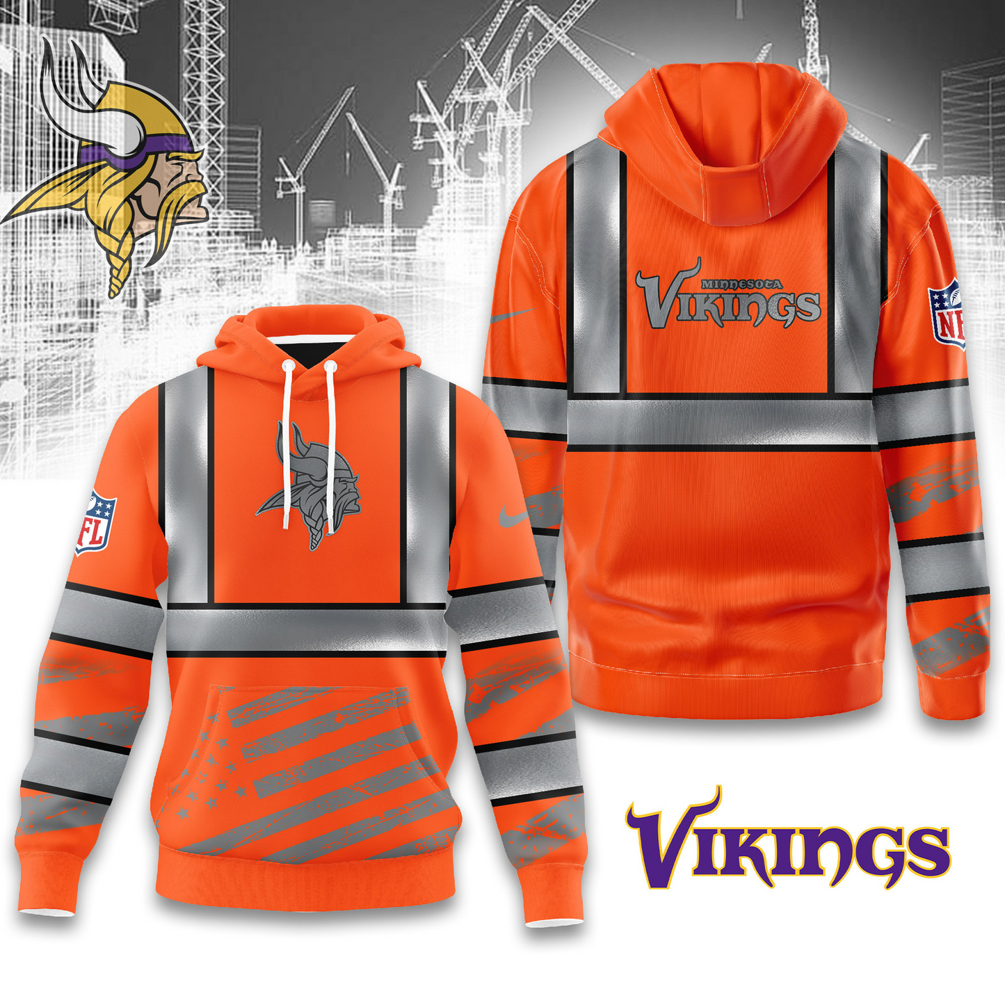 Premium NFL MIN Safety Hi-Vis Hoodie V1 NMD TTV