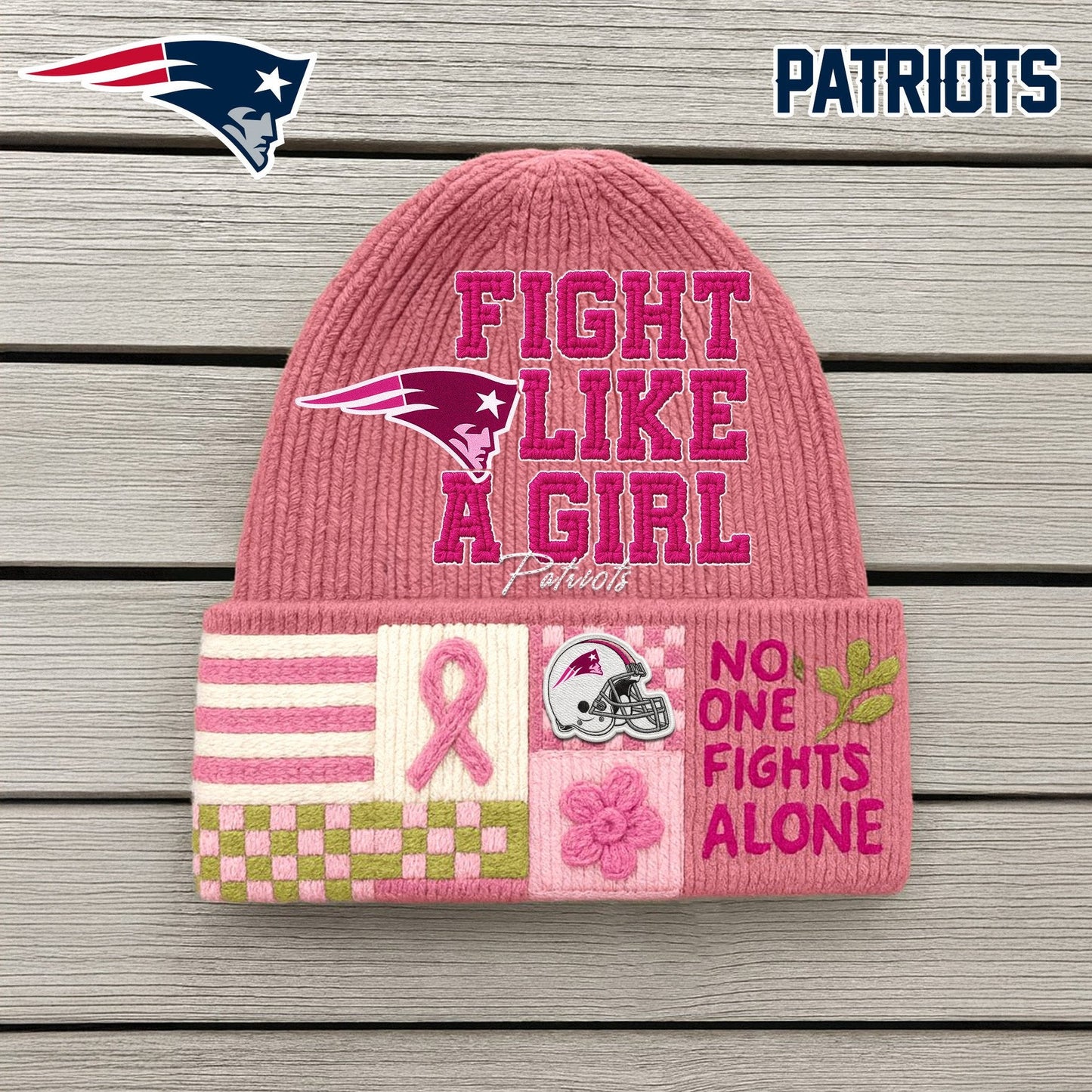 Premium NFL NE x Fight Like A Girl Beanie Hat NDT NHM