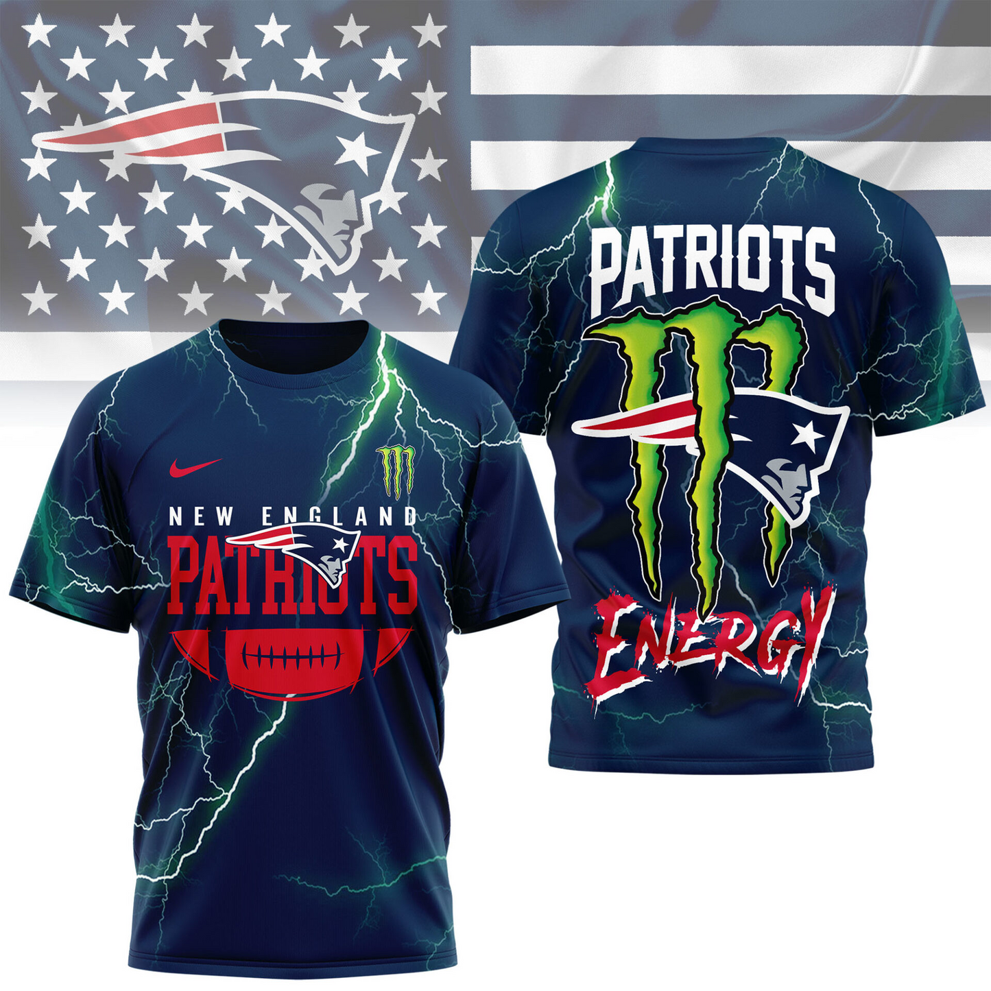 Premium NFL NE x Monster Energy T-shirt V1 NMD TTV