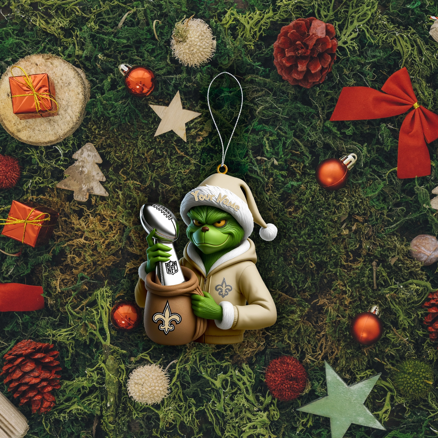 Premium NFL NO x The Grinch Christmas Ornament V1 NMD TTV