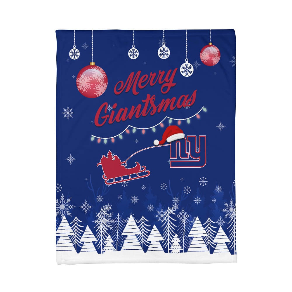 Premium NFL NYG Christmas Fleece Blanket & Throw Pillow Combo V1 NMD NHM