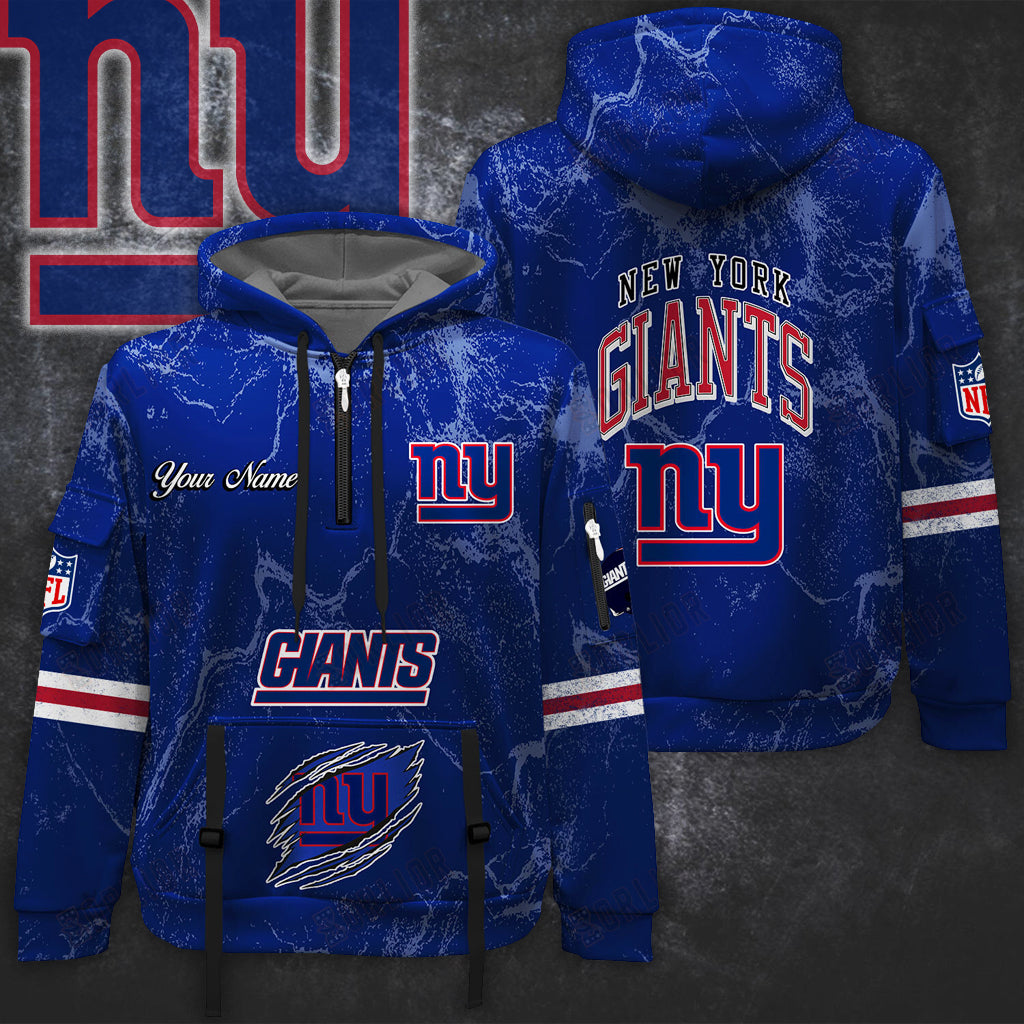 Premium NFL NYG Vintage Pattern Quarter Zip Hoodie V1 NMD NHM