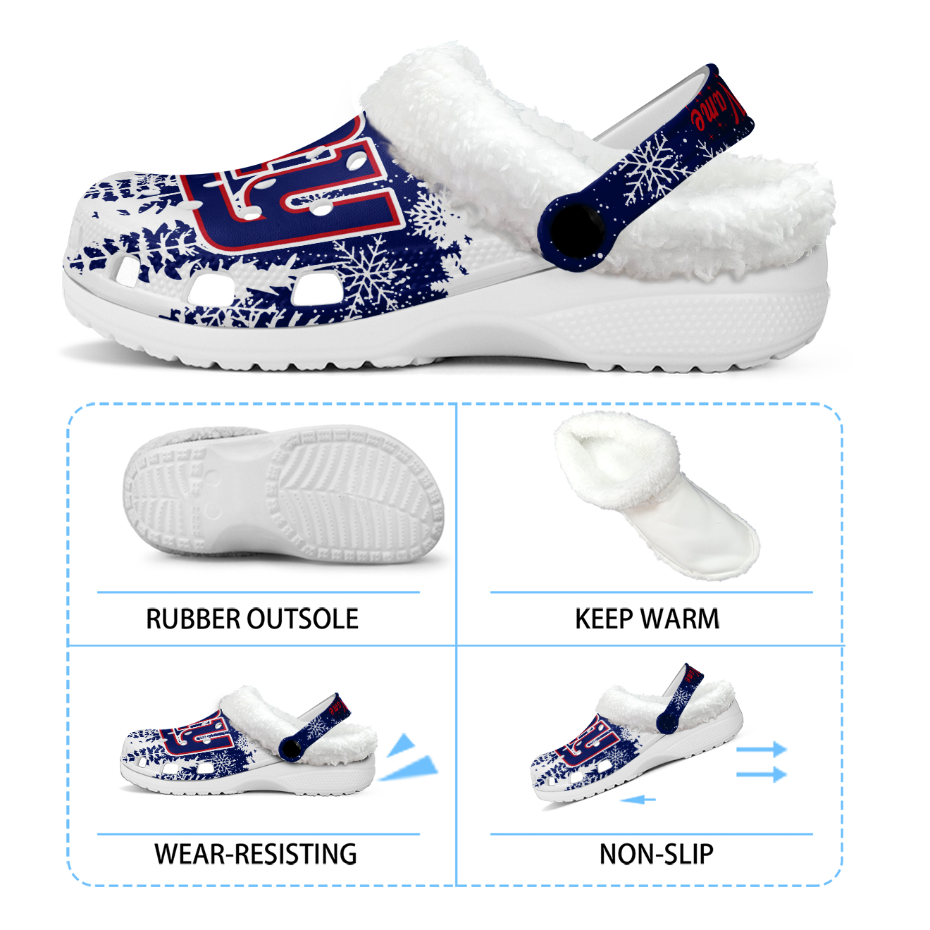 Premium NFL NYG Winter Fleece Clogs V1 NMD TTV